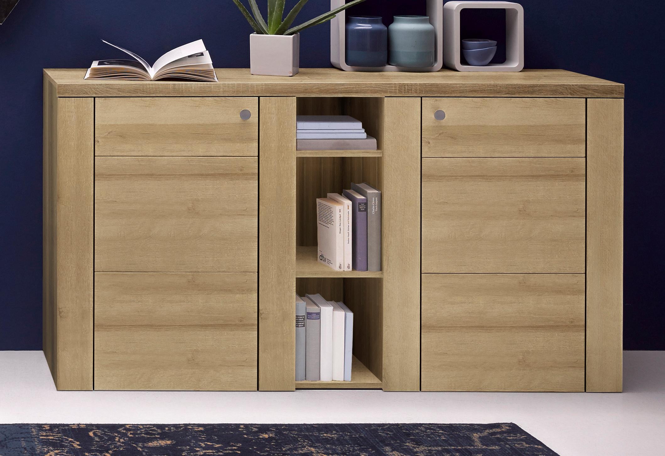 Home affaire Sideboard »Larona, zeitlose Kommode mit 2 Türen, Türkommode, Breite 155 cm,«, Höhe 84 cm, viel Stauraum, Anrichte mit dekorativer Rahmenoptik