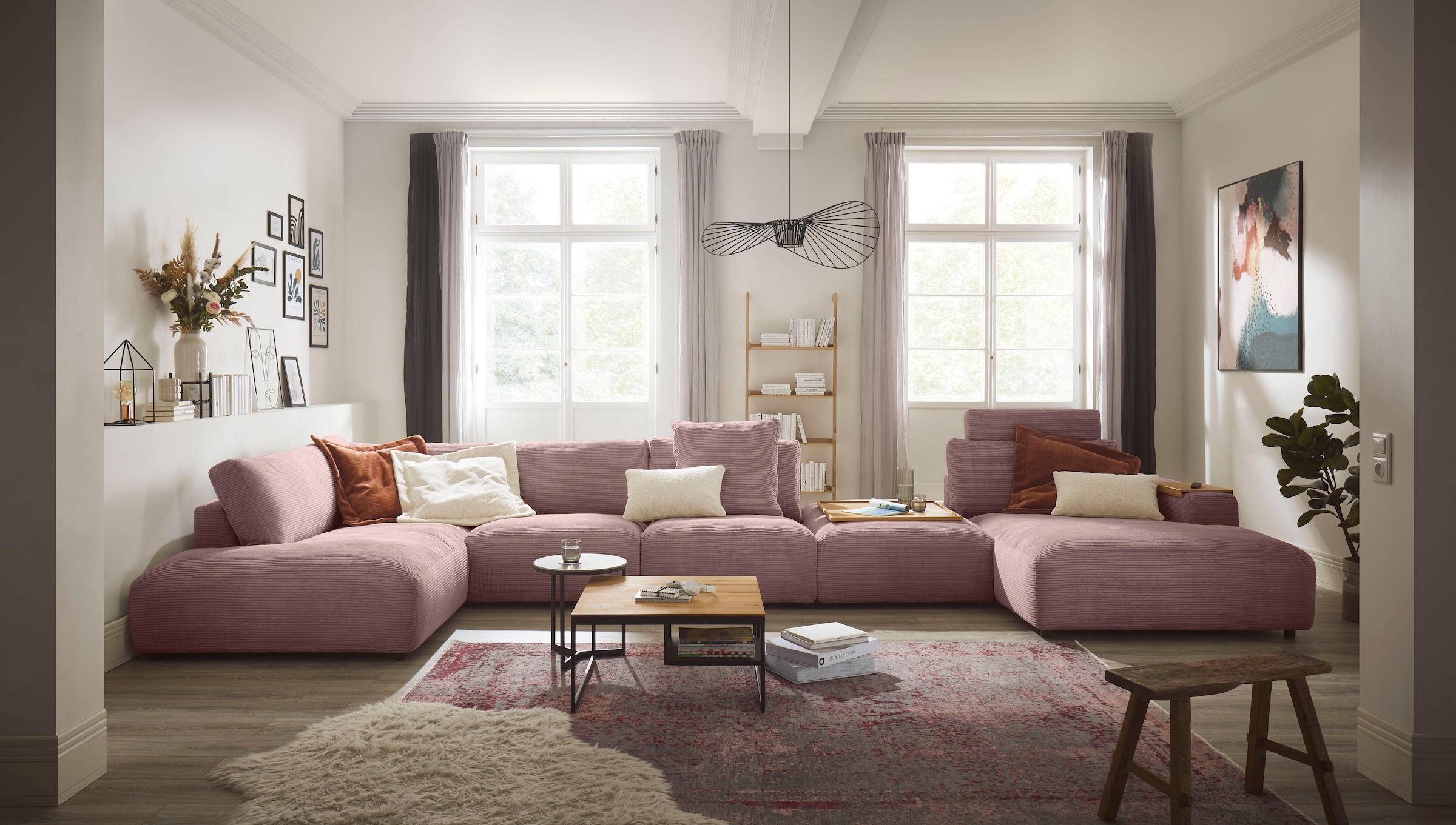 Musterring Wohnlandschaft "Lucia viel Platz, bequem, U-Form" Cord-Bezug, inklusive Kopfstütze, Gesamtbreite 524 cm