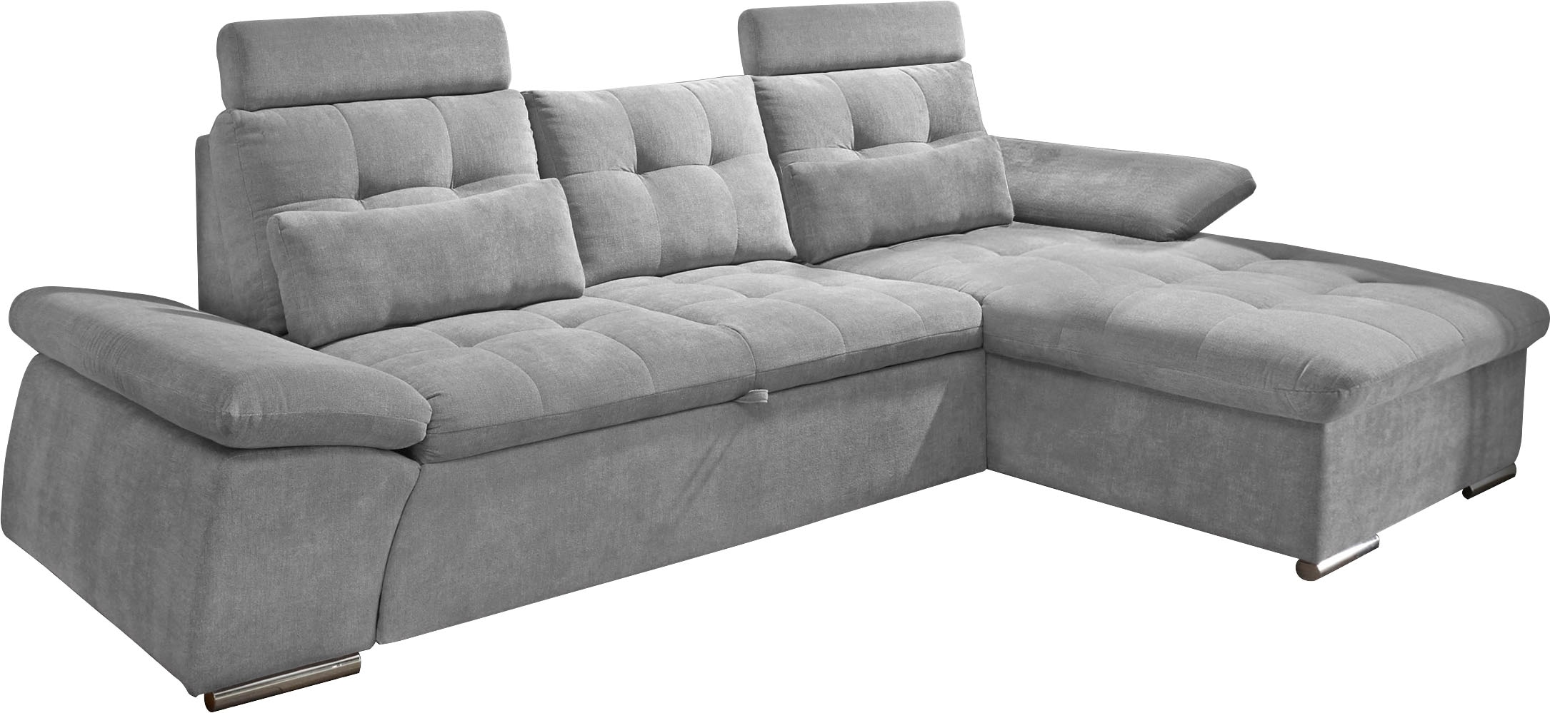 ED EXCITING DESIGN Ecksofa »Nalo L-Form«, mit Bettfunktion, Kopfstützen, Nierenkissen, Armteilverstellung