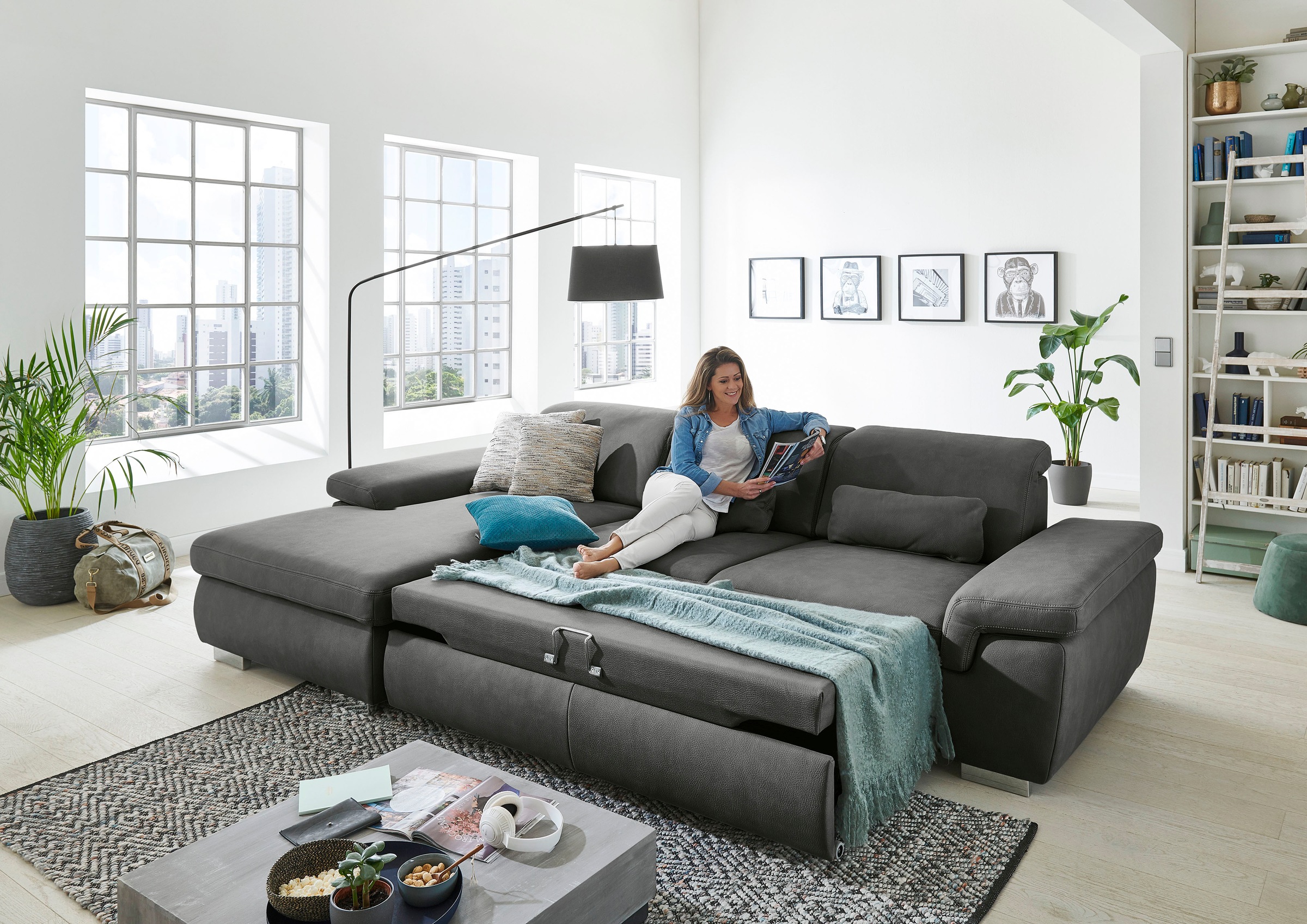 Die PlanBar Ecksofa »MP-IN17041 L-Form«, mit Sitztiefenverstellung, optional Kopfteilverstellung & Bettfunktion