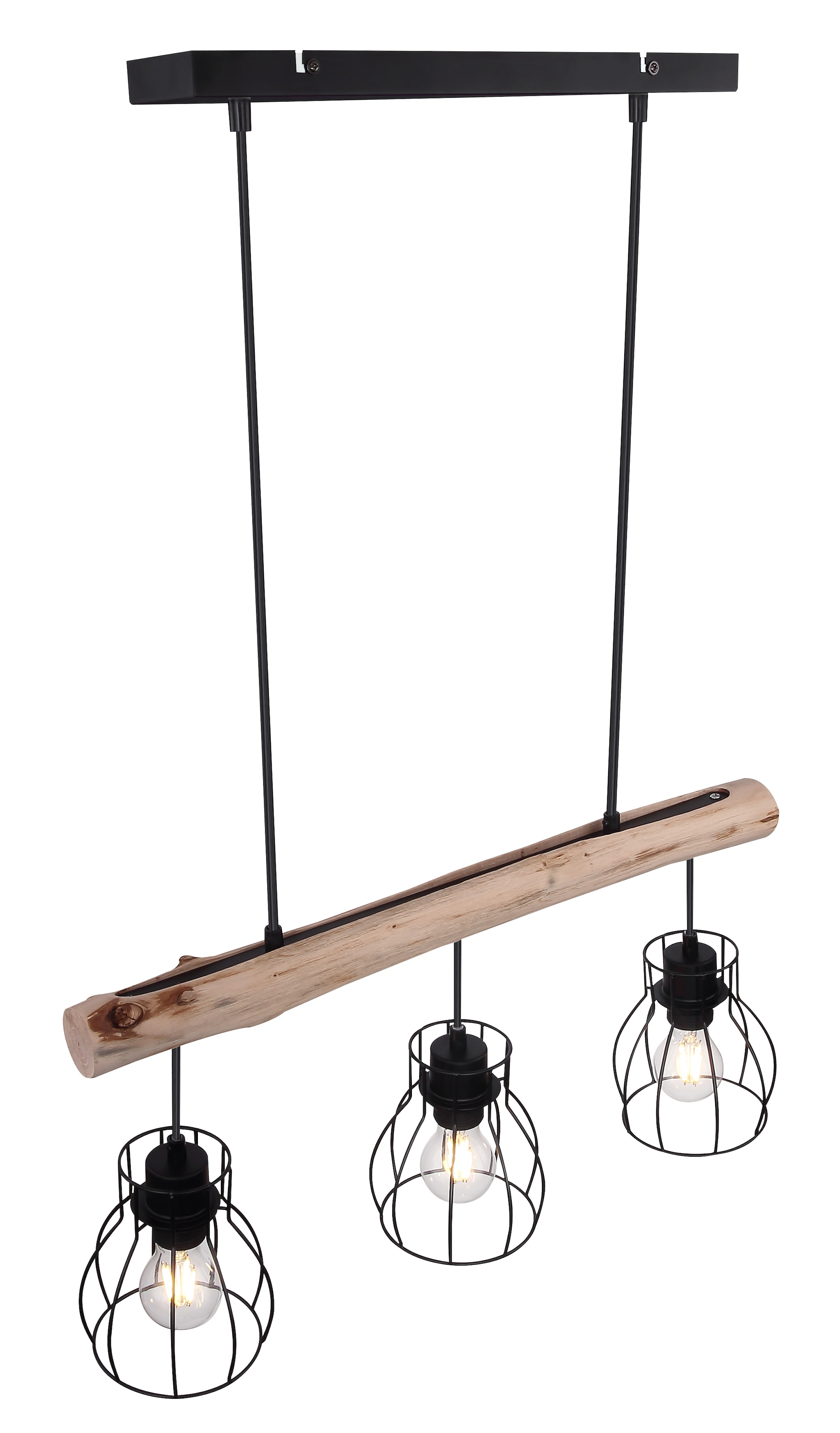 GLOBO LIGHTING Hängeleuchte »MINA« E27 1 Stk. Wohnzimmerleuchte schwarz/Holz, höhenverstellbar, E27