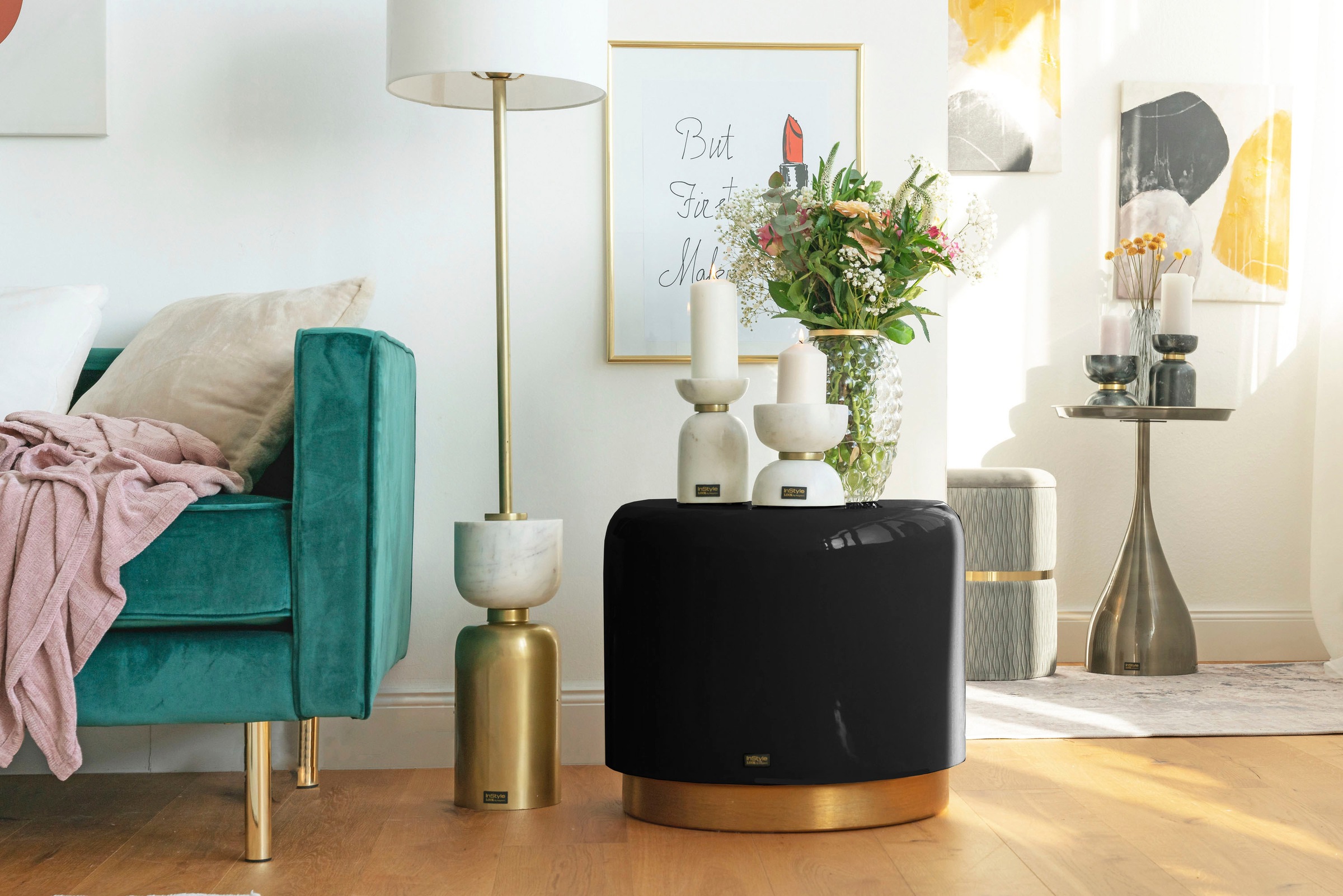 Kayoom Sitzhocker "Hocker Artisse, Edler Touch durch goldenen Sockel" 1 Stk günstig online kaufen