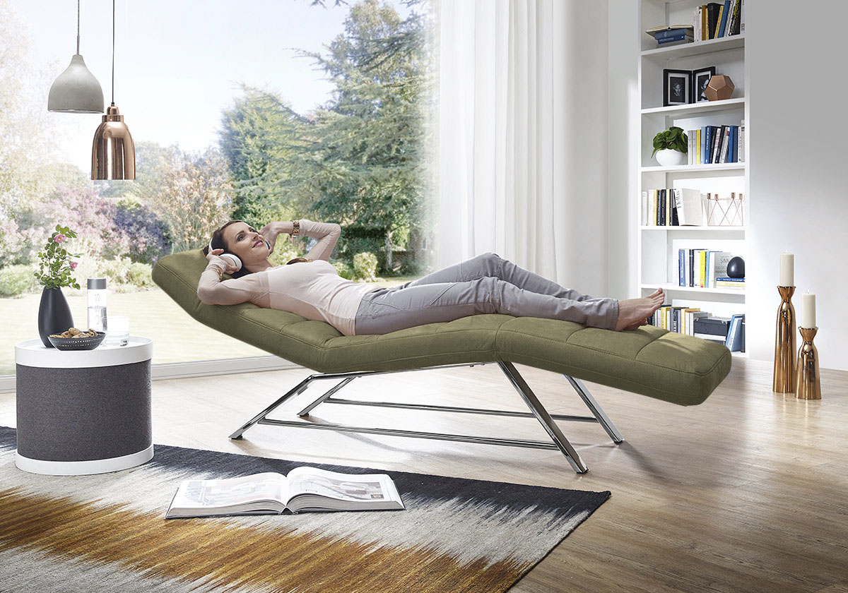 W.SCHILLIG Relaxliege "daily dreams bequem und elegant, B/T 75/170cm" Funktionsliege wahlweise mit Motor, Gestell Chrom, Breite 75 cm