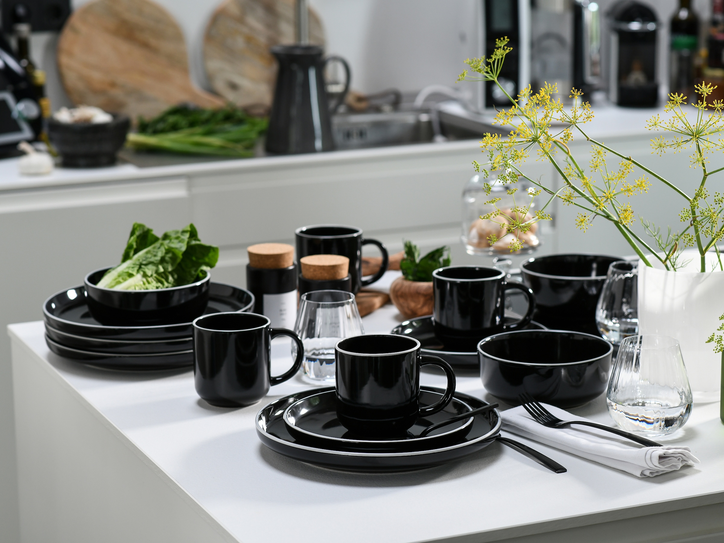 CreaTable Kombiservice »Nordic Gourmet, Service 16-tlg.« Minimalistisches Design, Glänzende Glasur, Nordische Ästhetik