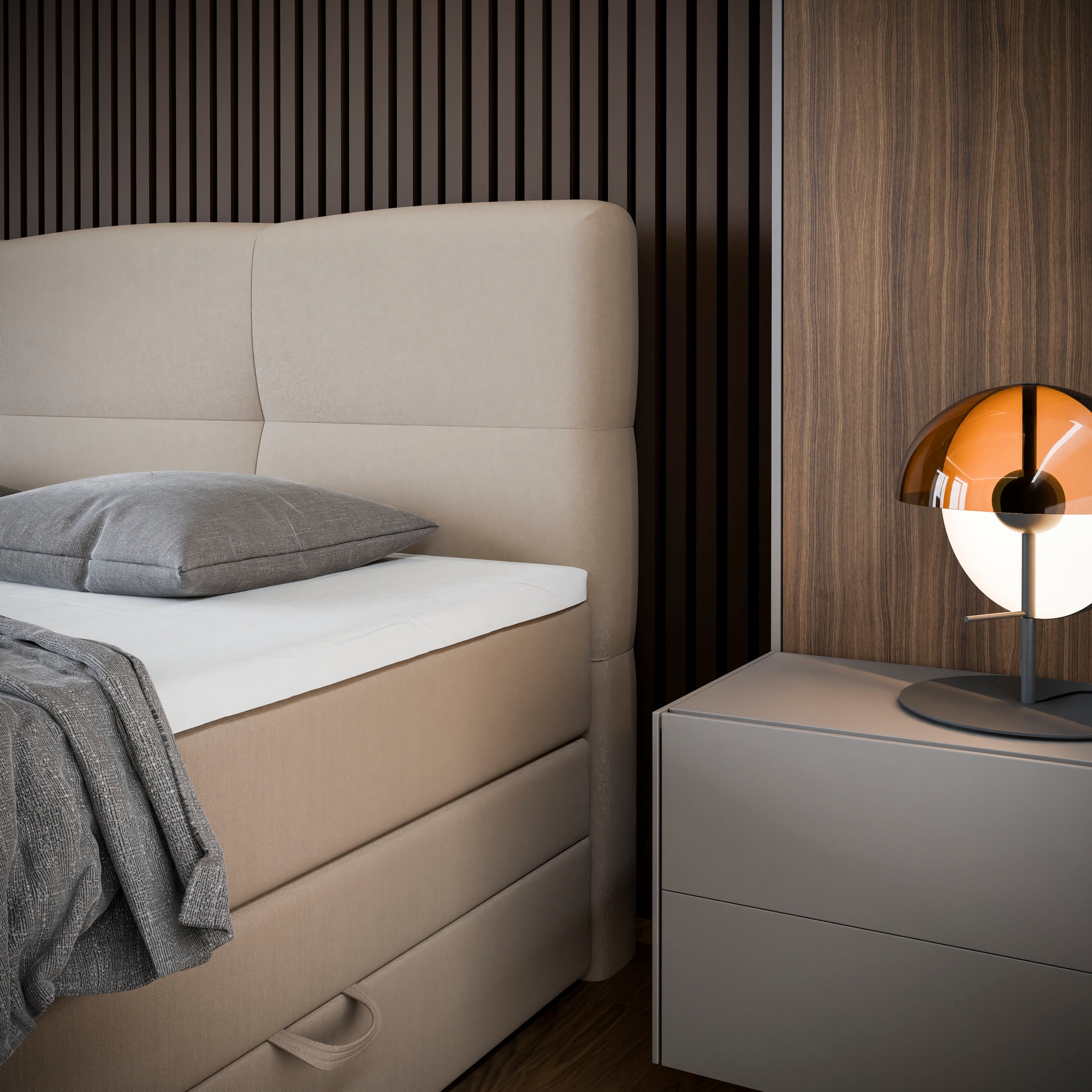 FORTE Boxspringbett »STAR erhältlich in den Breiten 140cm, 160cm & 180cm, inkl. Bettkasten« inkl. Fußteil, erhältlich in verschiedenen Farben