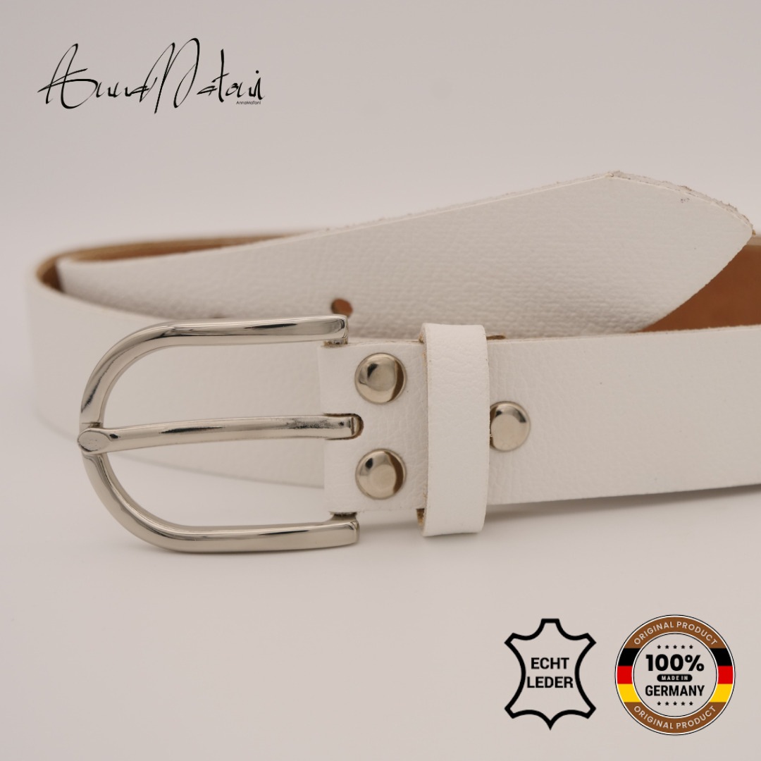 Ledergürtel ANNAMATONI "AnnaMatoni Ledergürtel Glora Ledergürtel Glora", Damen, Gr. TW90 - 105cm Gesamtlänge, weiß (weiß 100), 100% Leder, Gürtel Ledergürtel 3