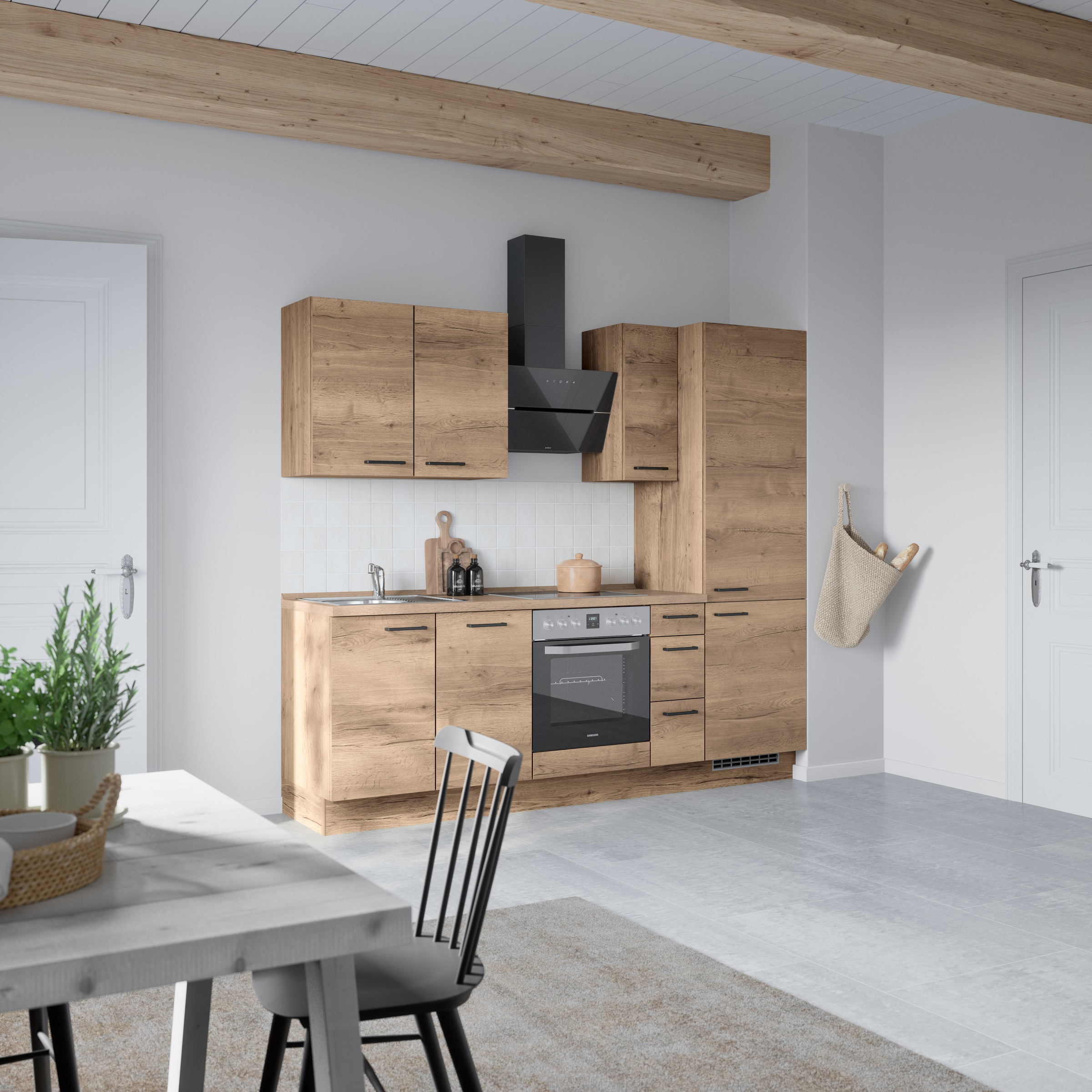 nobilia® Küchenzeile »"Structura II"« vormontiert, Ausrichtung wählbar, Breite 240 cm, wahlw. mit E-Geräten