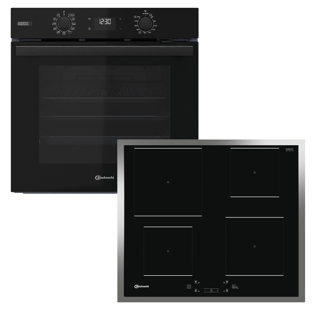 BAUKNECHT Backofen-Set "BAKO 800 Pyro Steam"schwarz, Herdsets, GentleSteam - für ein saftiges Inneres und ein knuspriges Äußeres