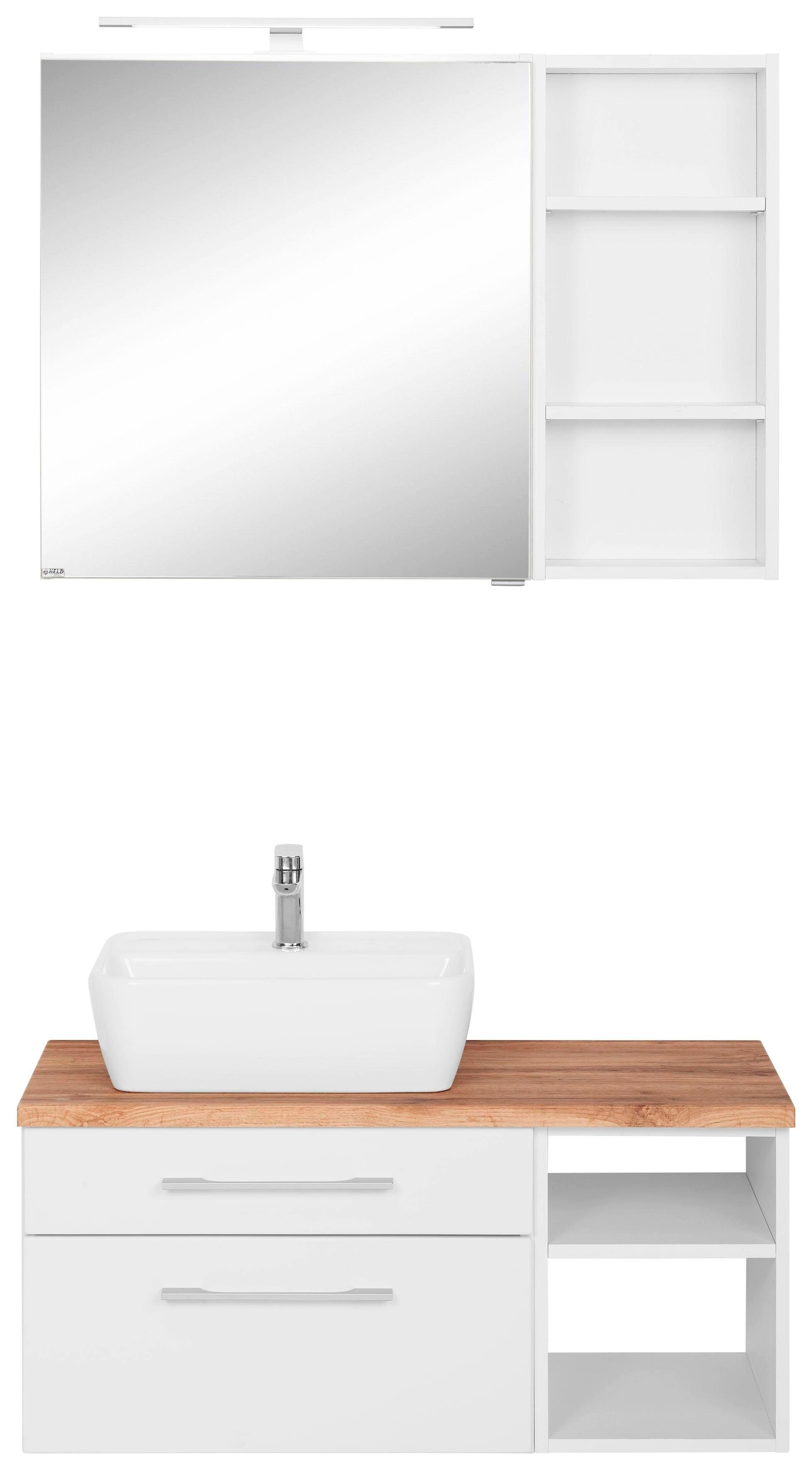 welltime Badmöbel-Set "Davos" 3 Stk. tlg. Spiegelschrank, Regal und Waschti günstig online kaufen