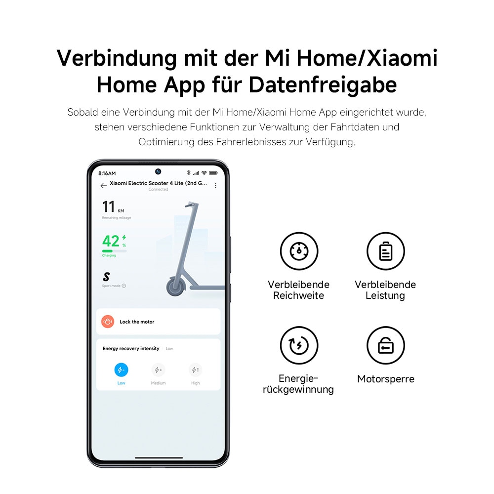 Xiaomi E-Scooter »Electric Scooter 4 Lite GE, 2nd Gen«, Electric Scooter, mit Straßenzulassung, bis zu 20 km Reichweite