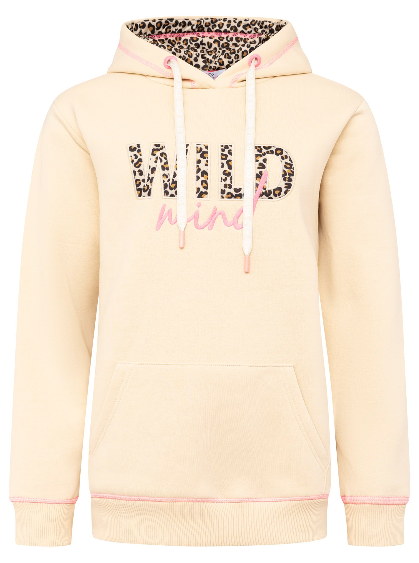 Zwillingsherz Hoodie ""Wild Mind"", Stickerei, bedruckte Kordel, Kängurutas günstig online kaufen