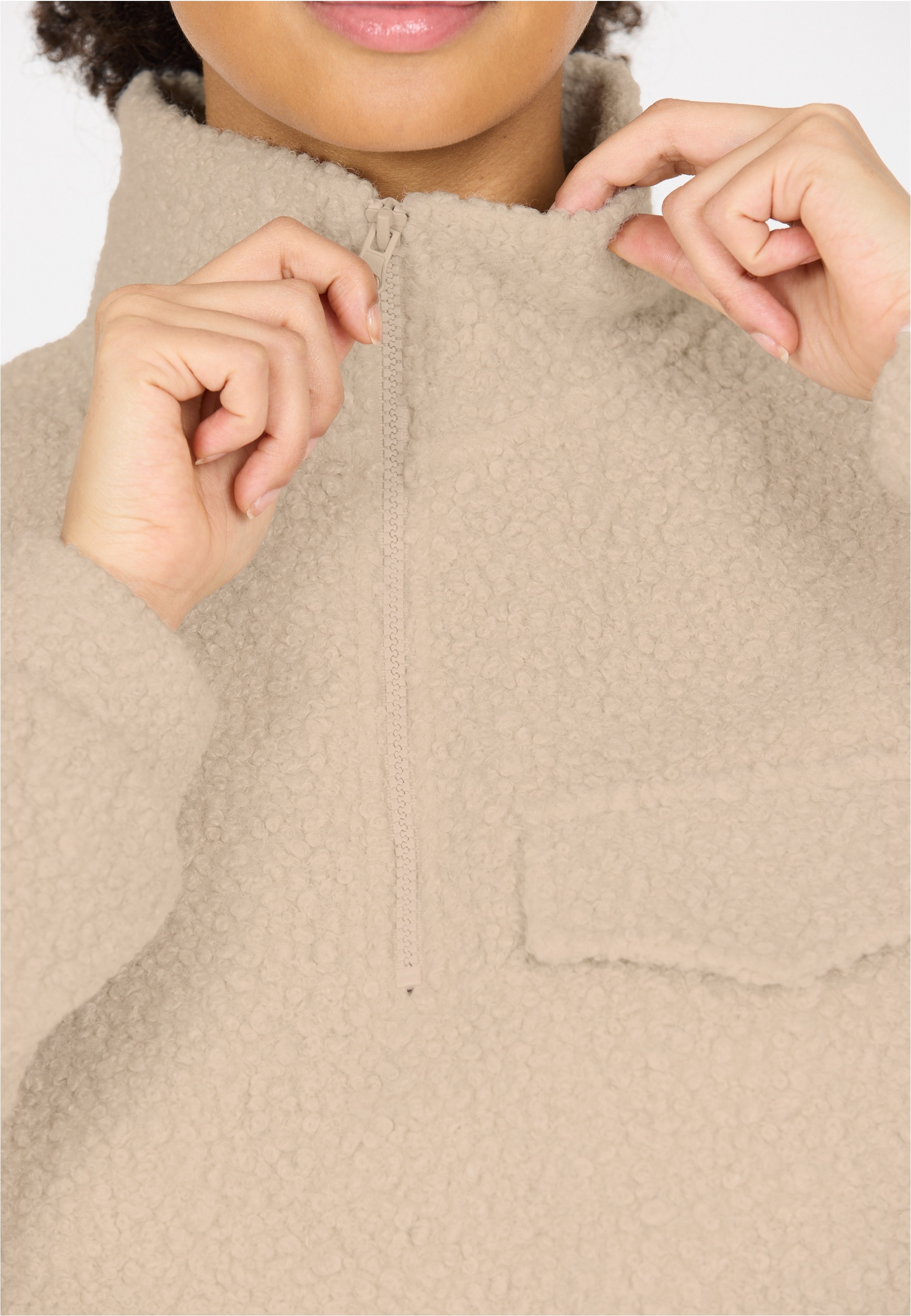 ATHLECIA Strickpullover »Florrie«, mit Teddy-Fleece und halbem Reißverschluss