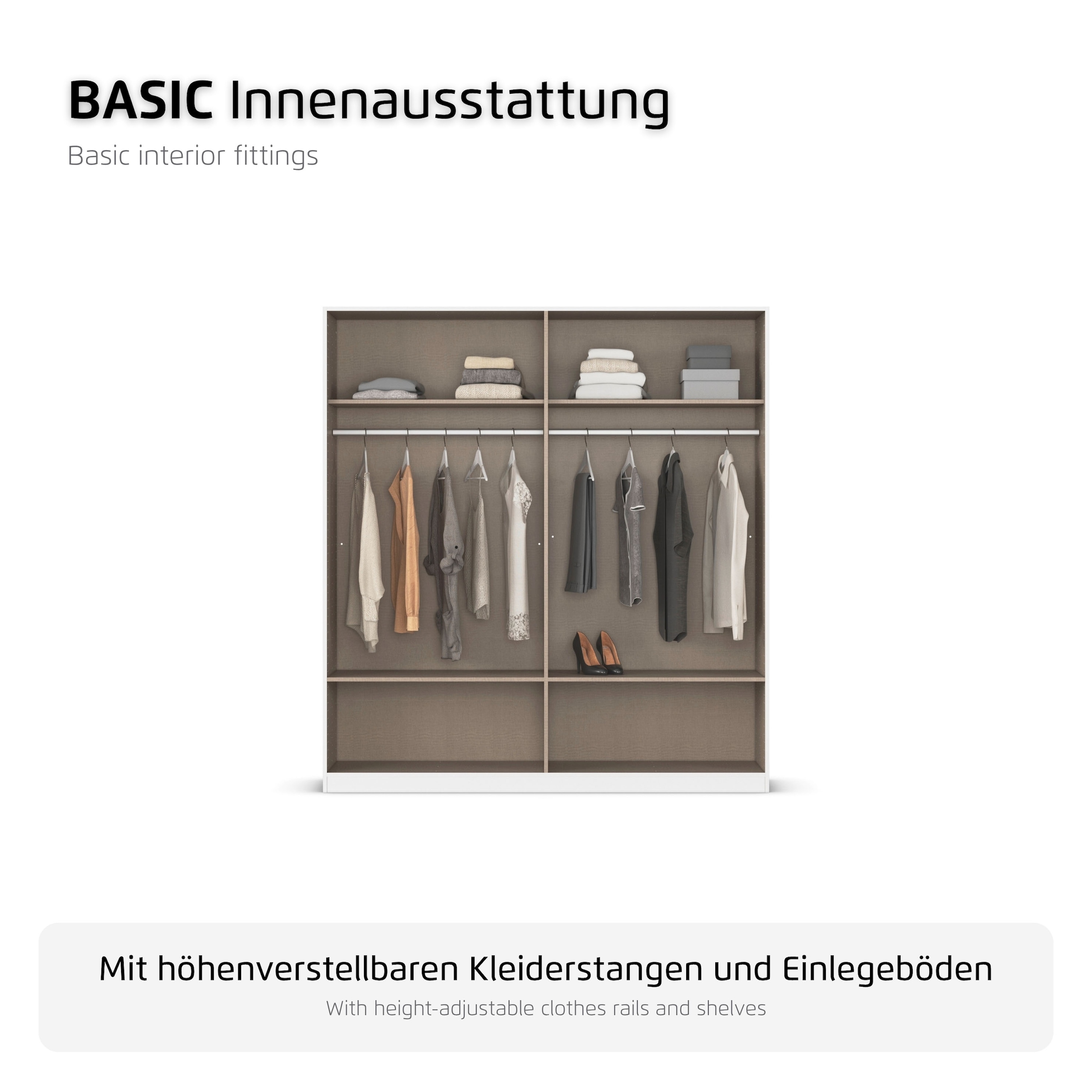 rauch Kleiderschrank »Schrank Garderobenschrank Mehrzweckschrank Schlafzimmer HERSBRUCK« 3 verschiedene Ausstattungen BASIC/CLASSIC/PREMIUM (inkl. SOFT-CLOSE),  mit großzügigen Schubladen sowie Spiegeltüren MADE IN GERMANY