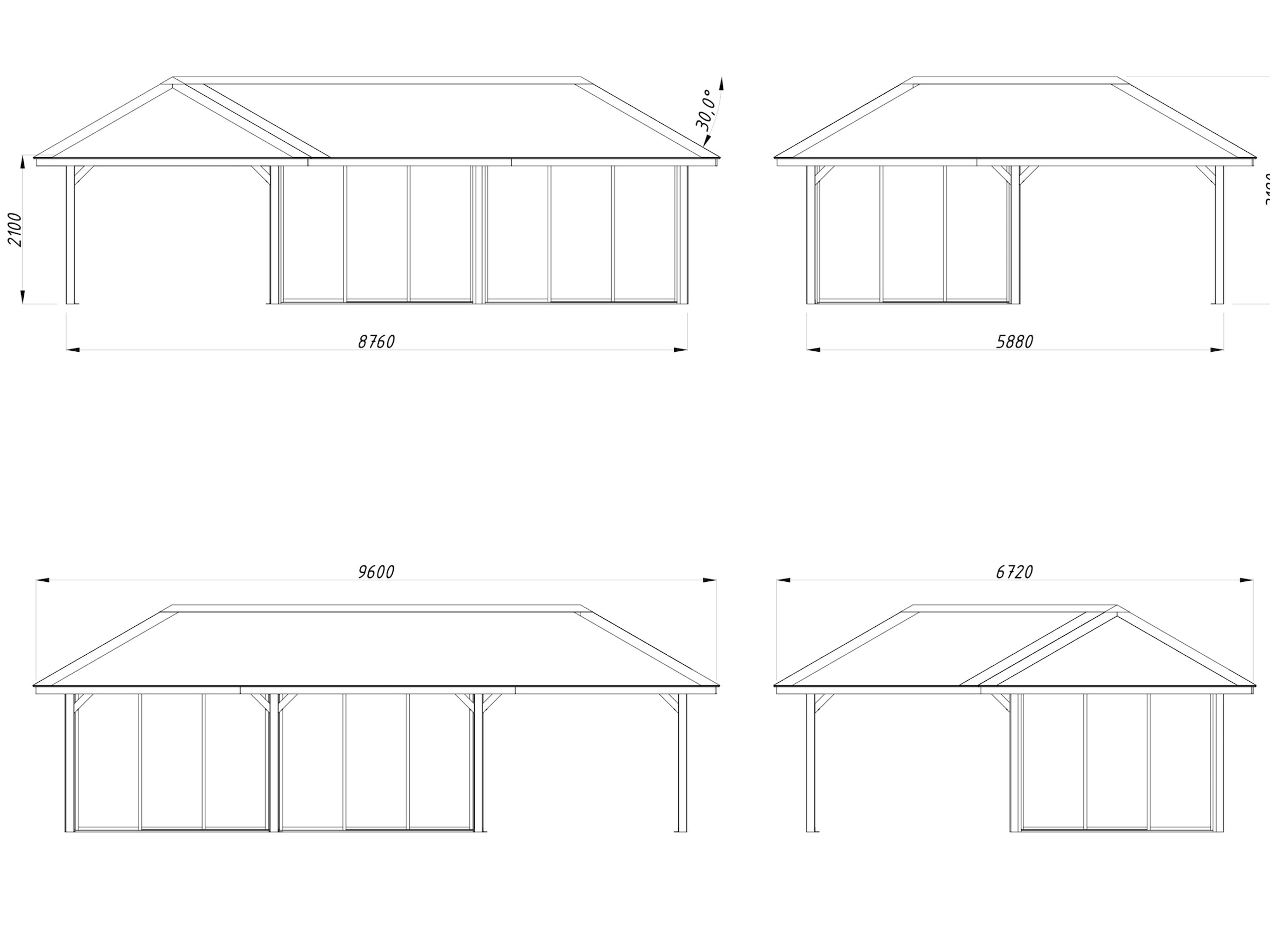 Palmako Gartenhaus »Bianca 33,2 m², Set 521 Slide Plus«