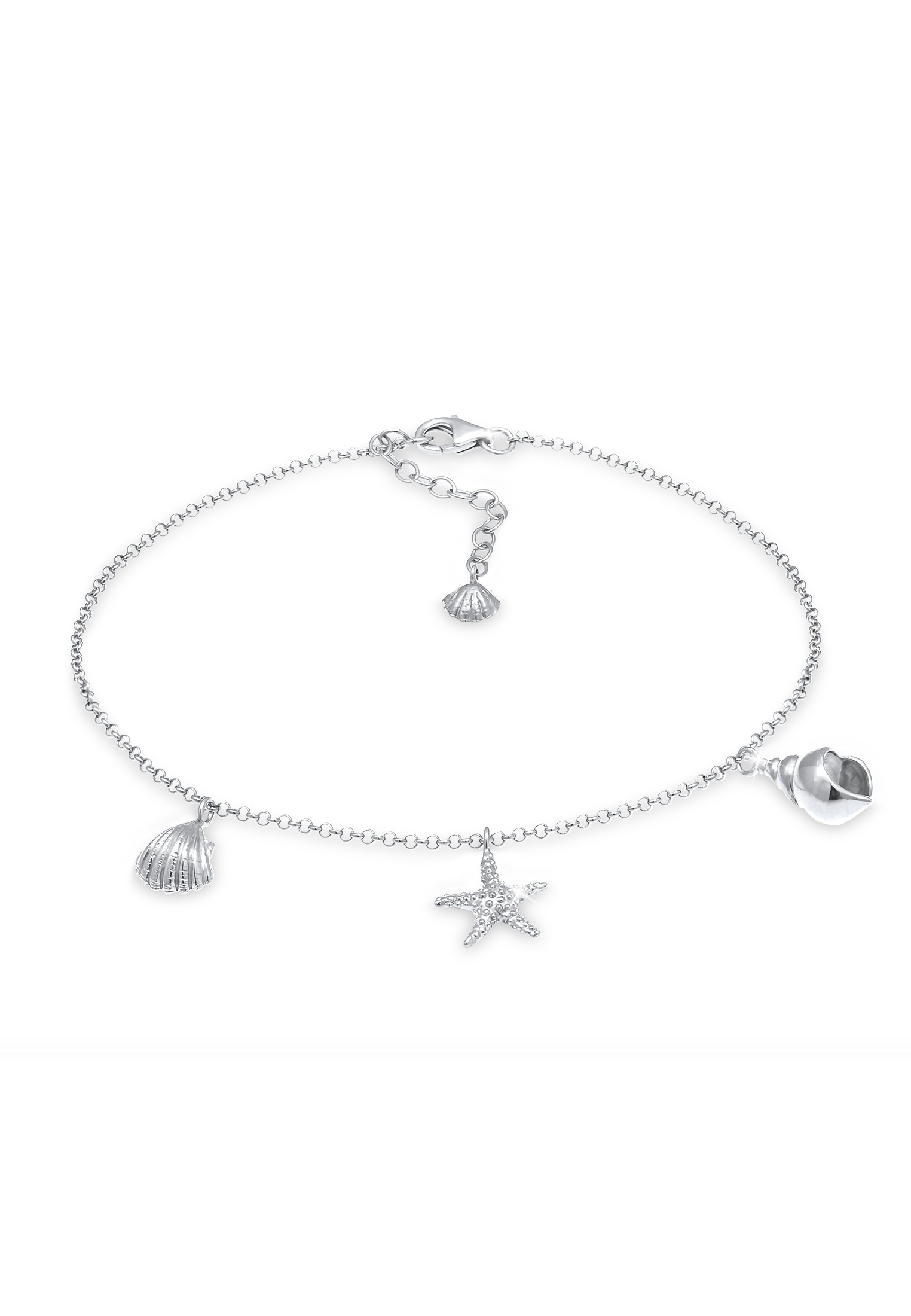 Yumilok Damen Fußkettchen Sterling Silber - Mit Stern & Mond Anhänger - Verstellbar Für Strand & Sommer