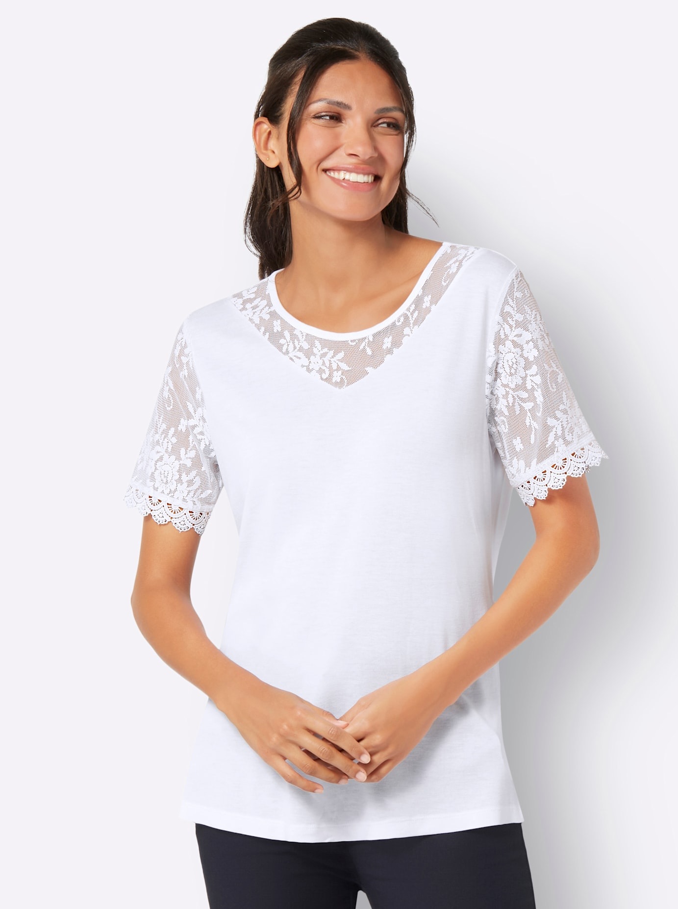 Classic Basics Spitzenshirt "Rundhals-Shirt", 1 Stk. günstig online kaufen