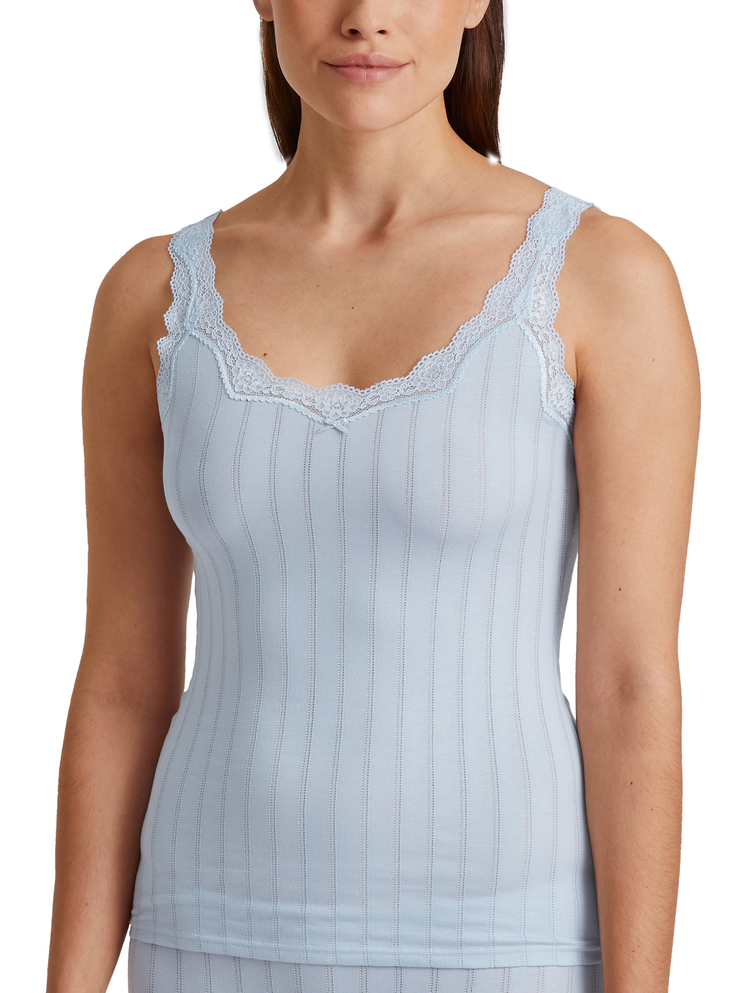 Thumbnail - CALIDA Tanktop "Etude Toujours" zarte Spitze, Nadelstreifen-Design, Cotton-Mix, elastisch