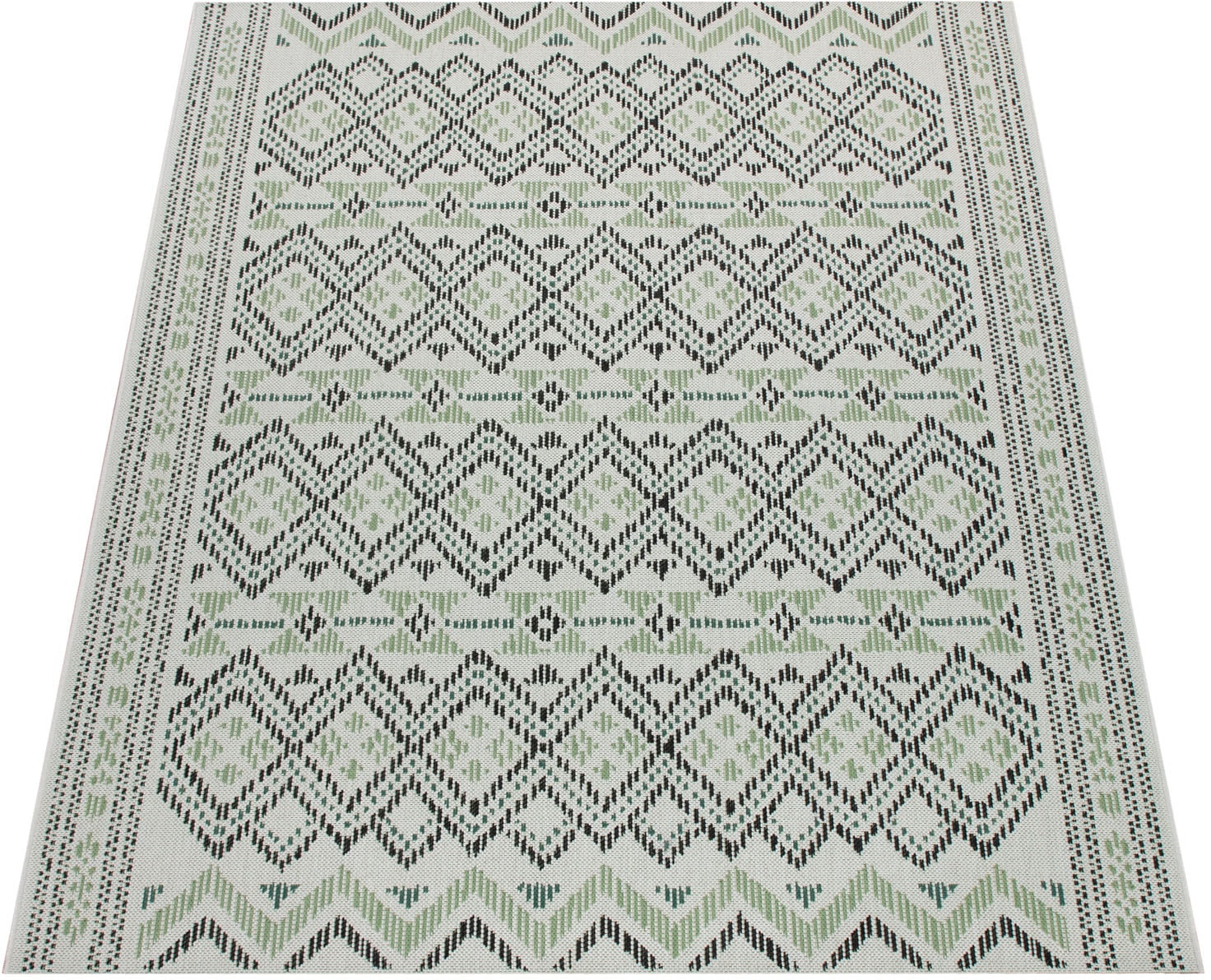 Paco Home Teppich »Ostende 543«, rechteckig, Flachgewebe, Rauten Motiv, mit Bordüre, In- und Outdoor geeignet