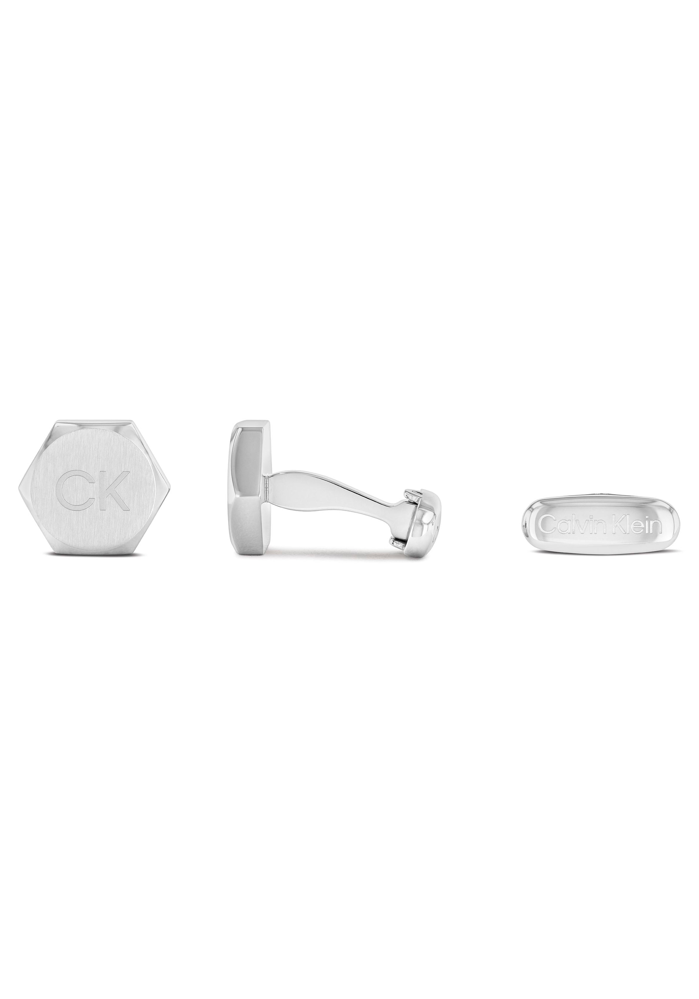 Calvin Klein Manschettenknöpfe »Schmuck Edelstahl Manschettenknöpfe Cufflinks«, mit Zirkonia (synth.)