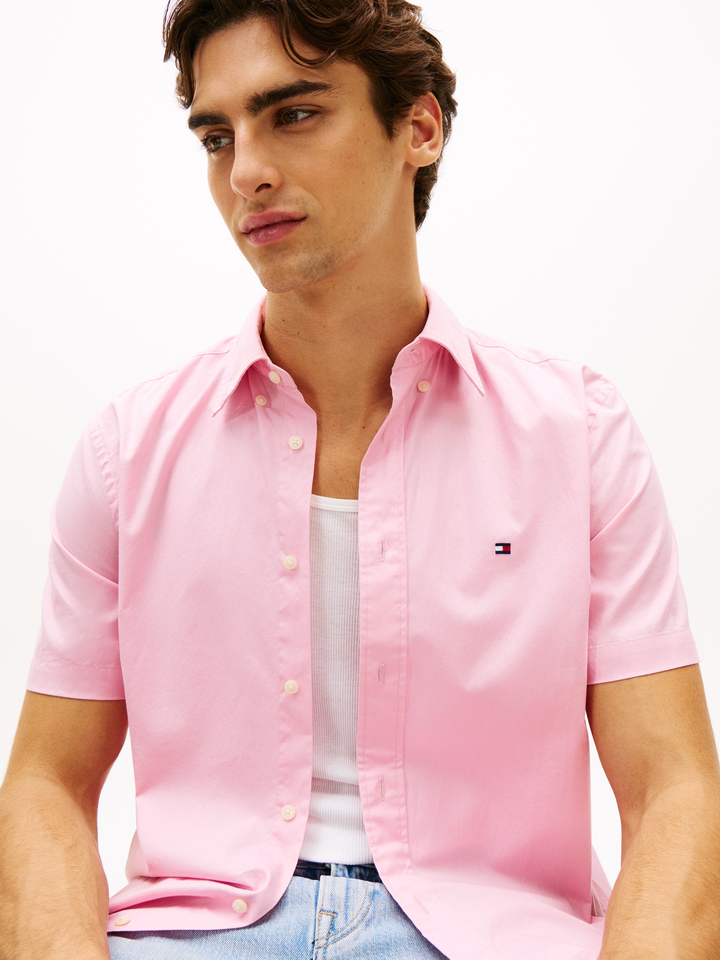 Tommy Hilfiger Kurzarmhemd "FLEX POPLIN SOLID" Regular fit mit Button-Down- günstig online kaufen