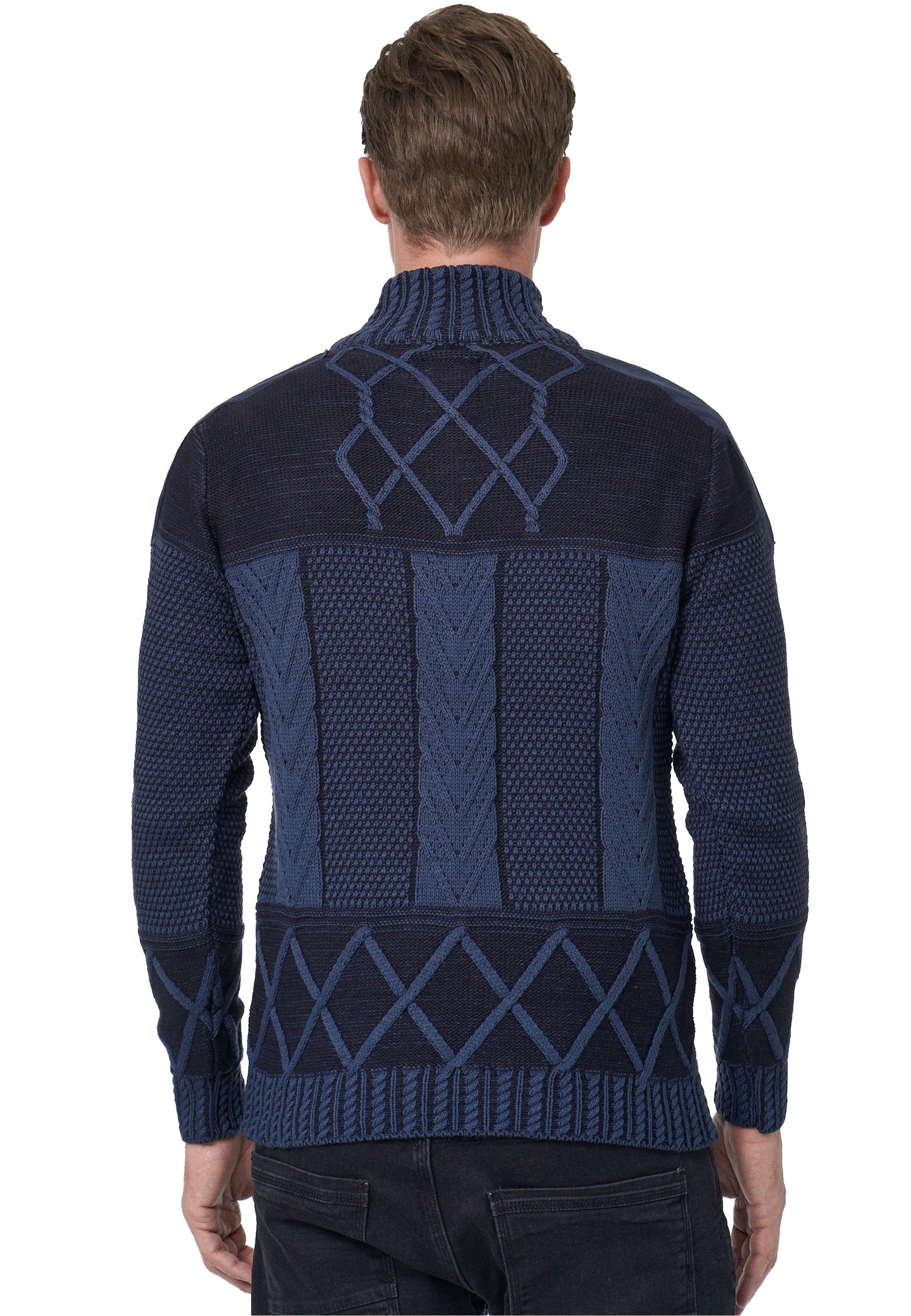 Rusty Neal Strickpullover, mit Stehkragen und Reißverschluss