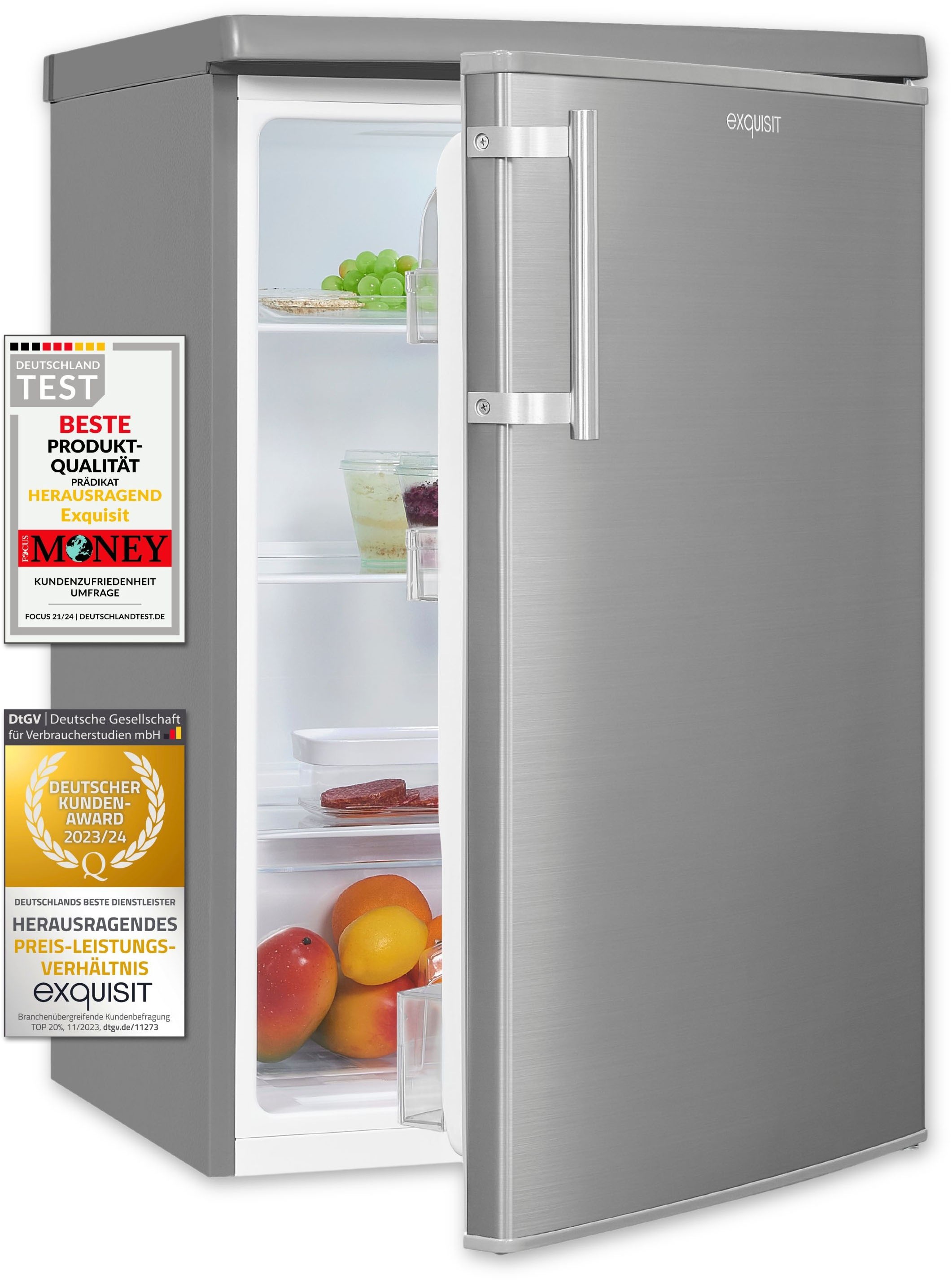 exquisit Kühlschrank "KS16-V-H-040E inoxlook" 85,5 cm hoch 55 cm breit 127 günstig online kaufen