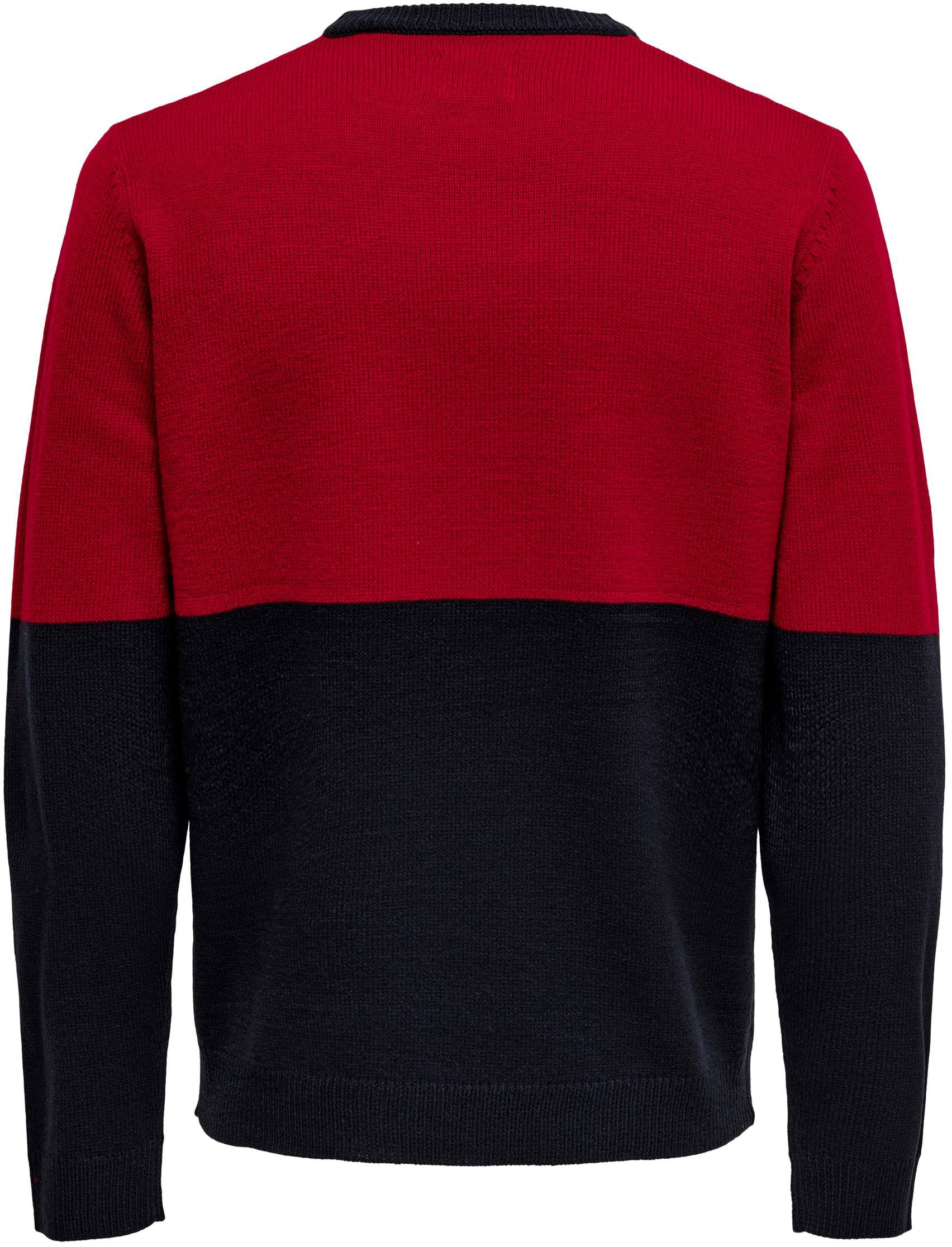 ONLY & SONS Weihnachtspullover mit Bündchen an Ärmel und Saum