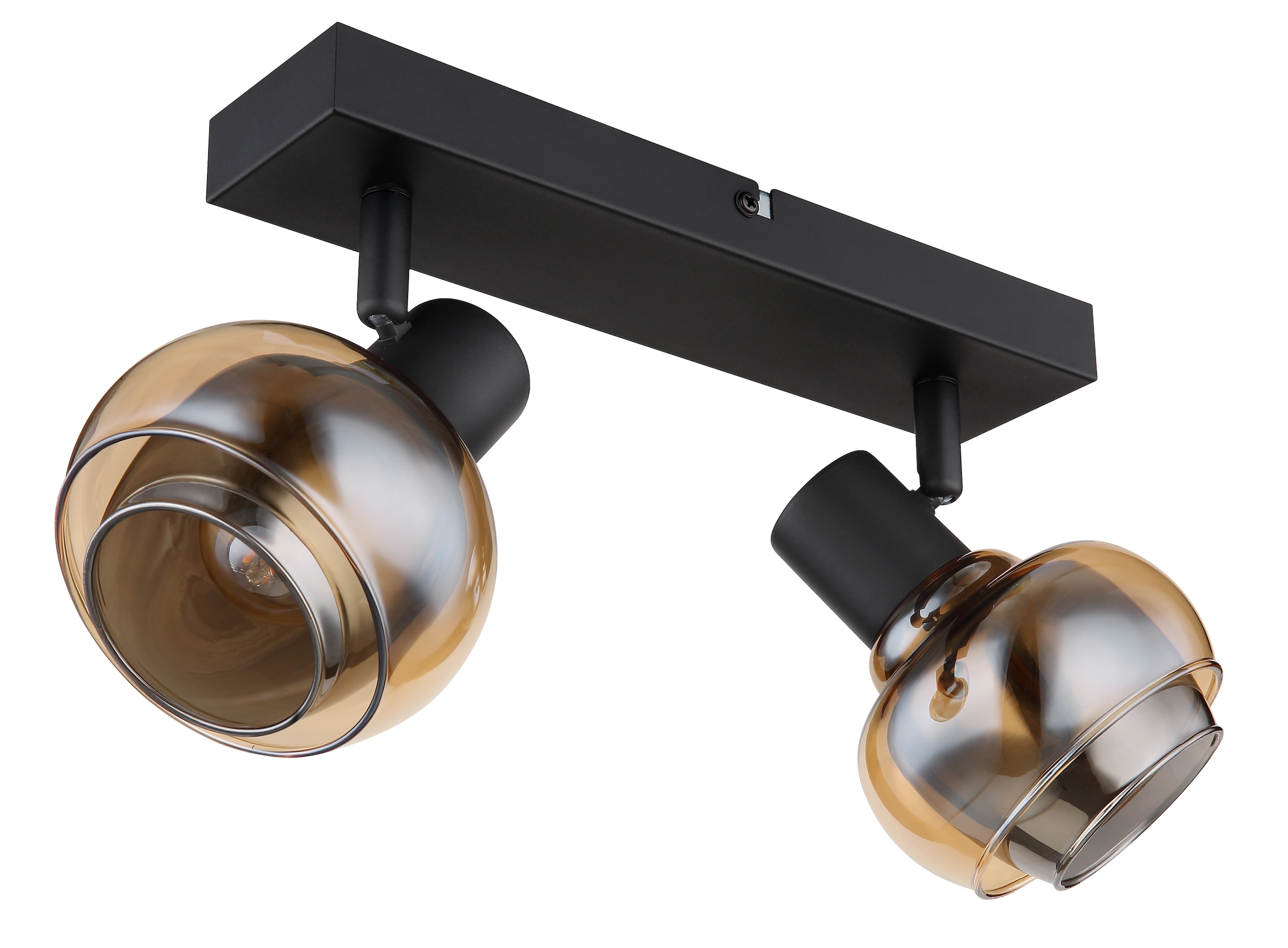GLOBO LIGHTING Deckenstrahler »TOKKI«, Leuchtmittel E14 | ohne Leuchtmittel, Deckenspot/schwarz/Glas amber/Glas rauchfarben/Flur/Wohnzimmer