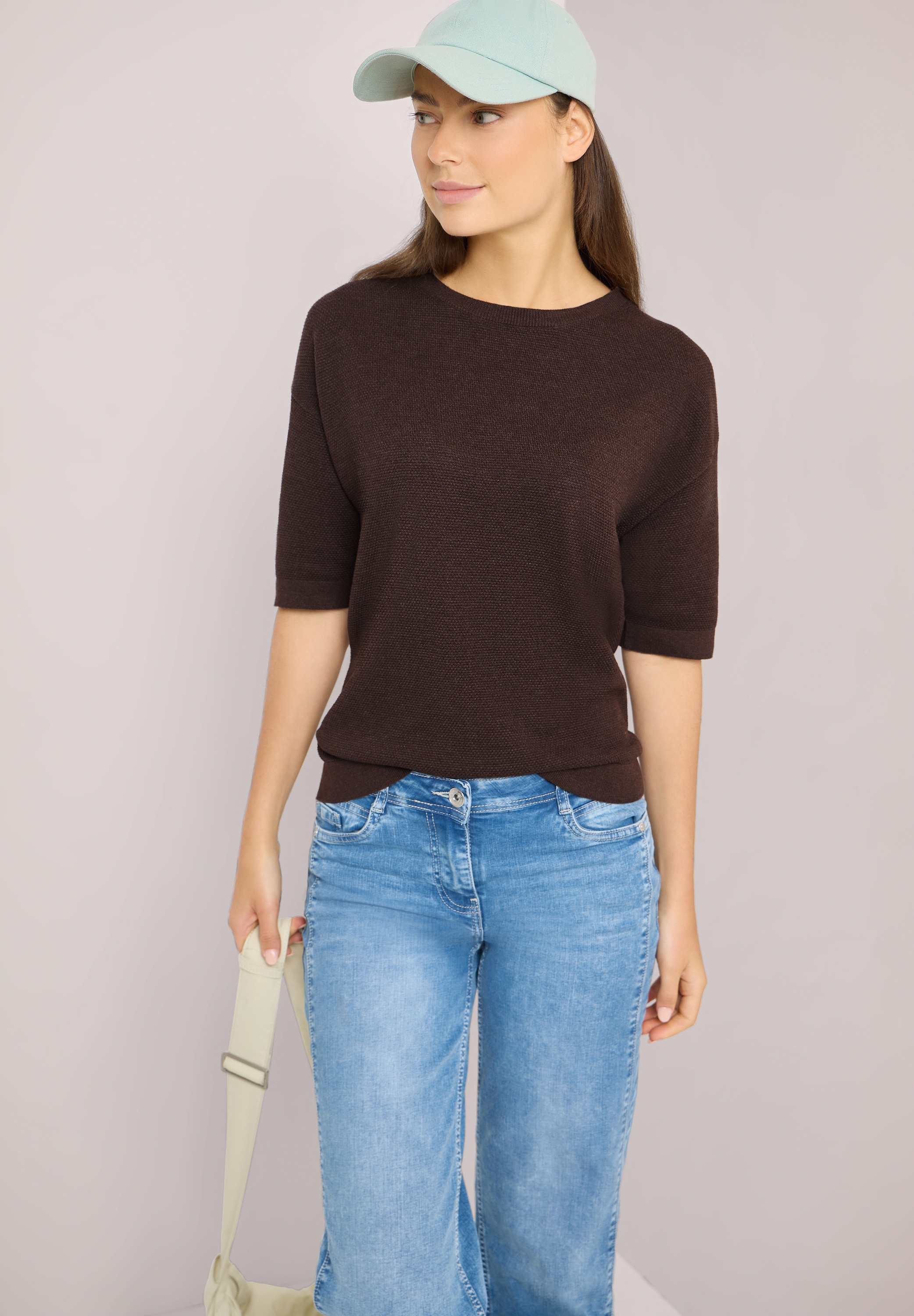 Cecil Kurzarmpullover Rundhalsausschnitt günstig online kaufen