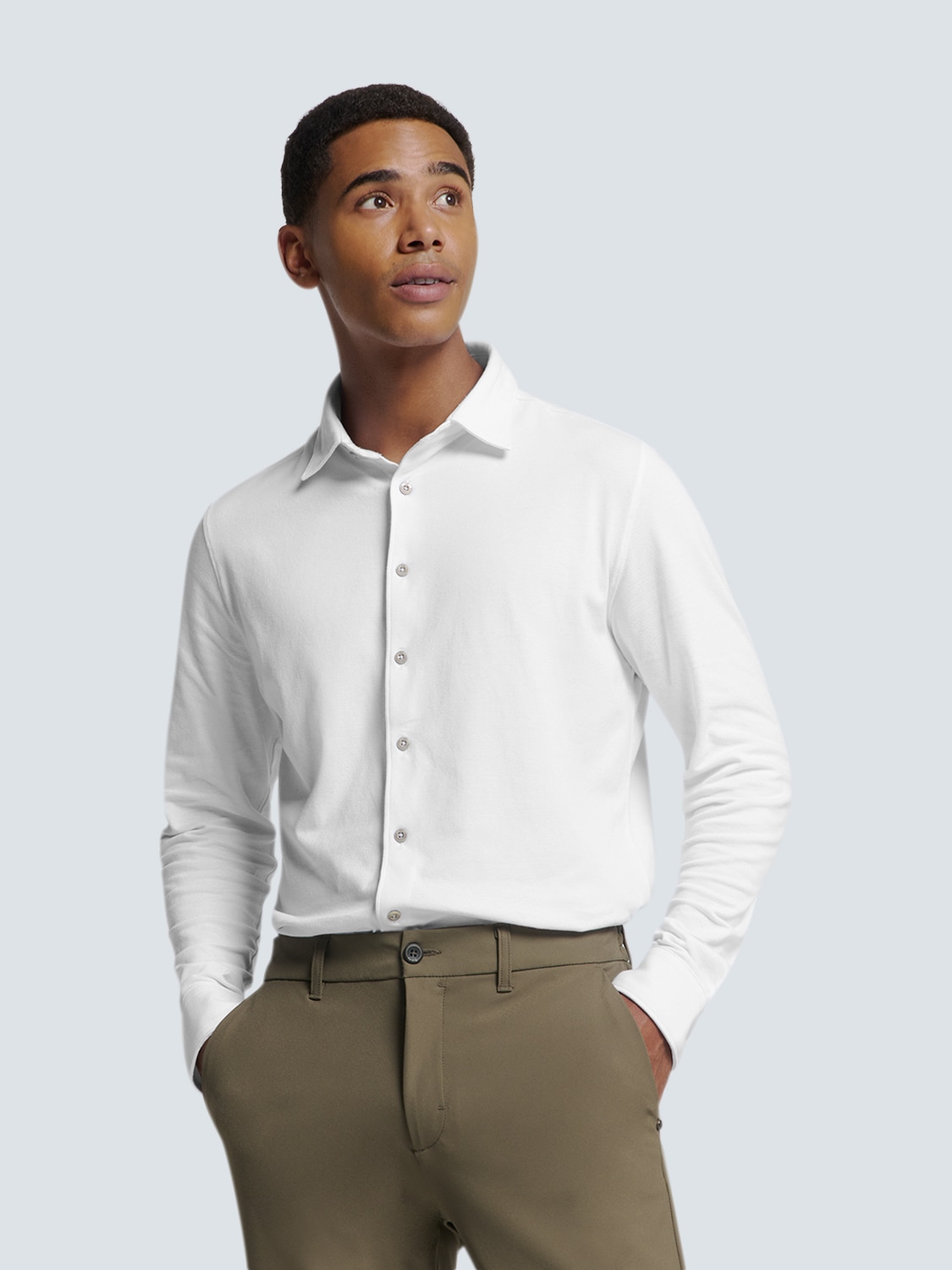 NO EXCESS Langarmhemd "No Excess Piqué-Hemd von Timeless Basics" günstig online kaufen