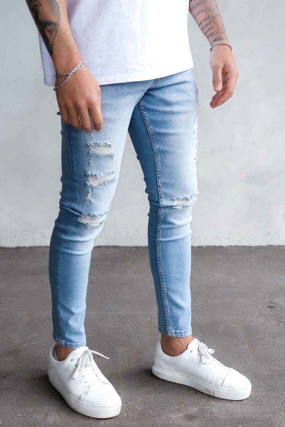 2Y Premium Bequeme Jeans »2Y Premium Herren 2Y Destroyed Cropped Skinny Fit Denim«, (1 tlg.)