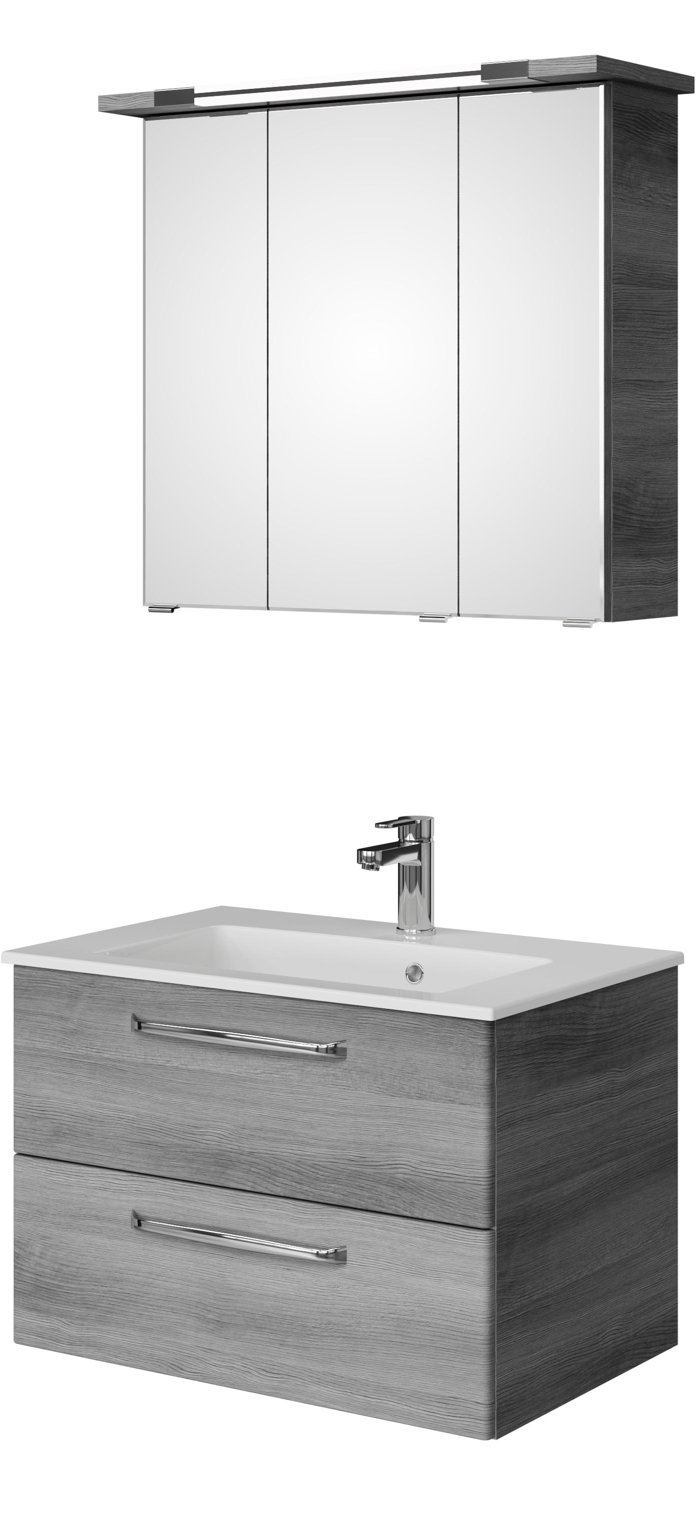 Saphir "Trentino 2-tlg. Mineralmarmor-Waschtisch,Spiegelschrank mit LED-Profil" 3 Stk. tlg.