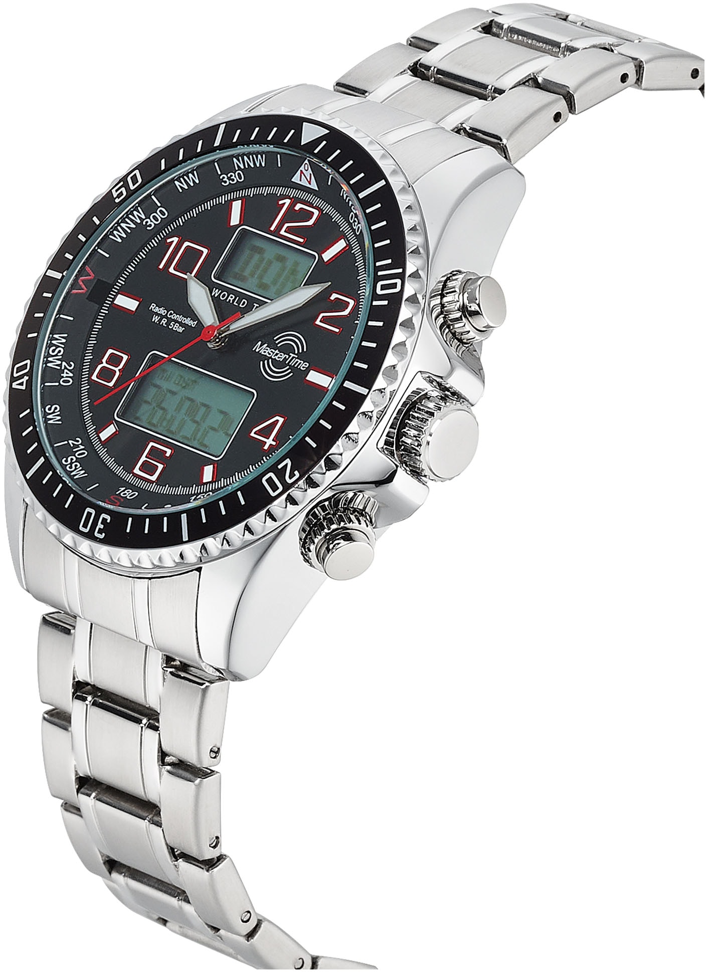 MASTER TIME Funkchronograph »Super Power«, (Set, 2 tlg., mit Wechselband), Quarzuhr, Armbanduhr, Herrenuhr, ideal auch als Geschenk