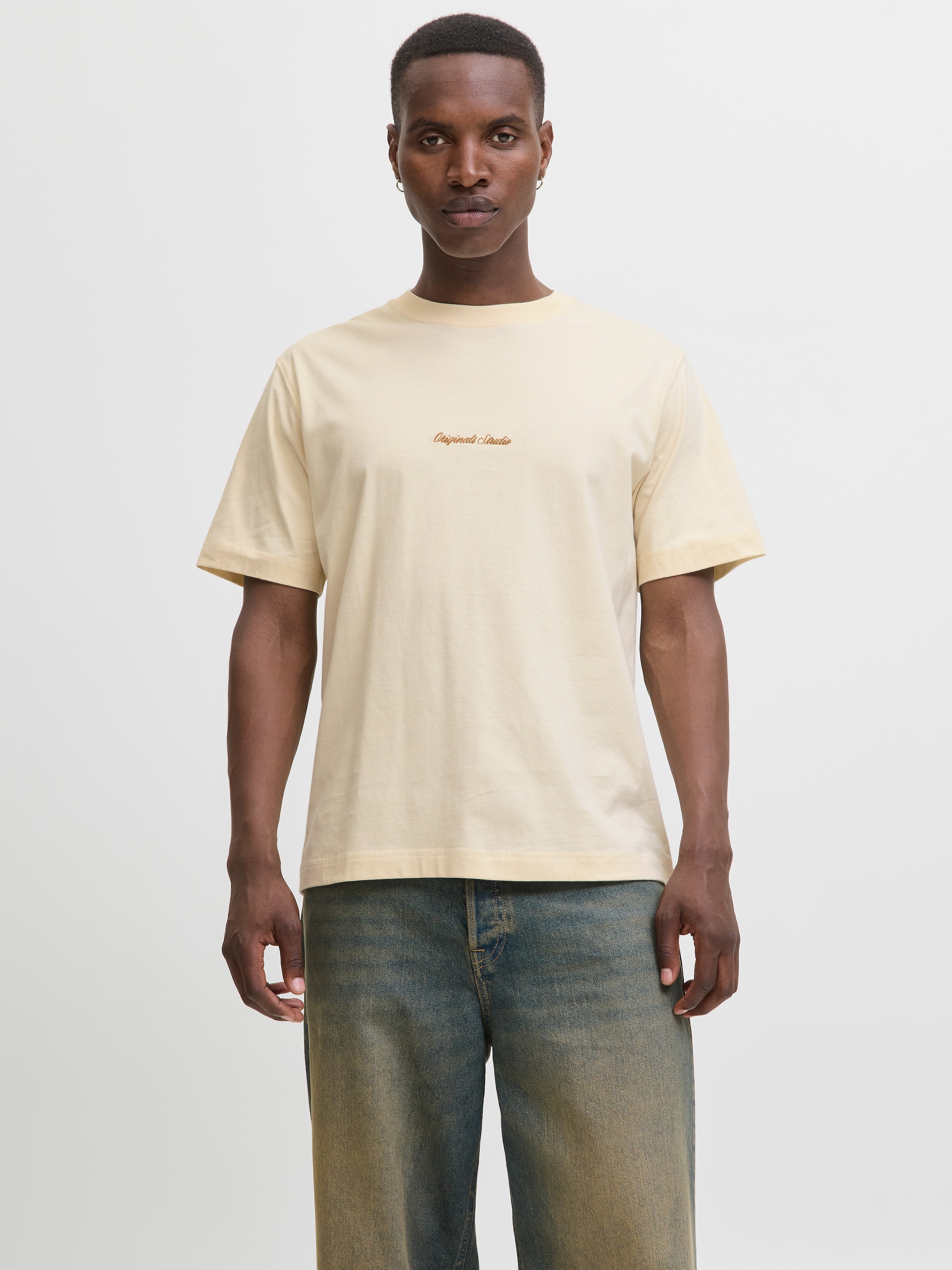 Jack & Jones Rundhalsshirt "JORNORREBRO EMB TEE SS CREW NECK NOOS" Baumwolle, locker geschnitten