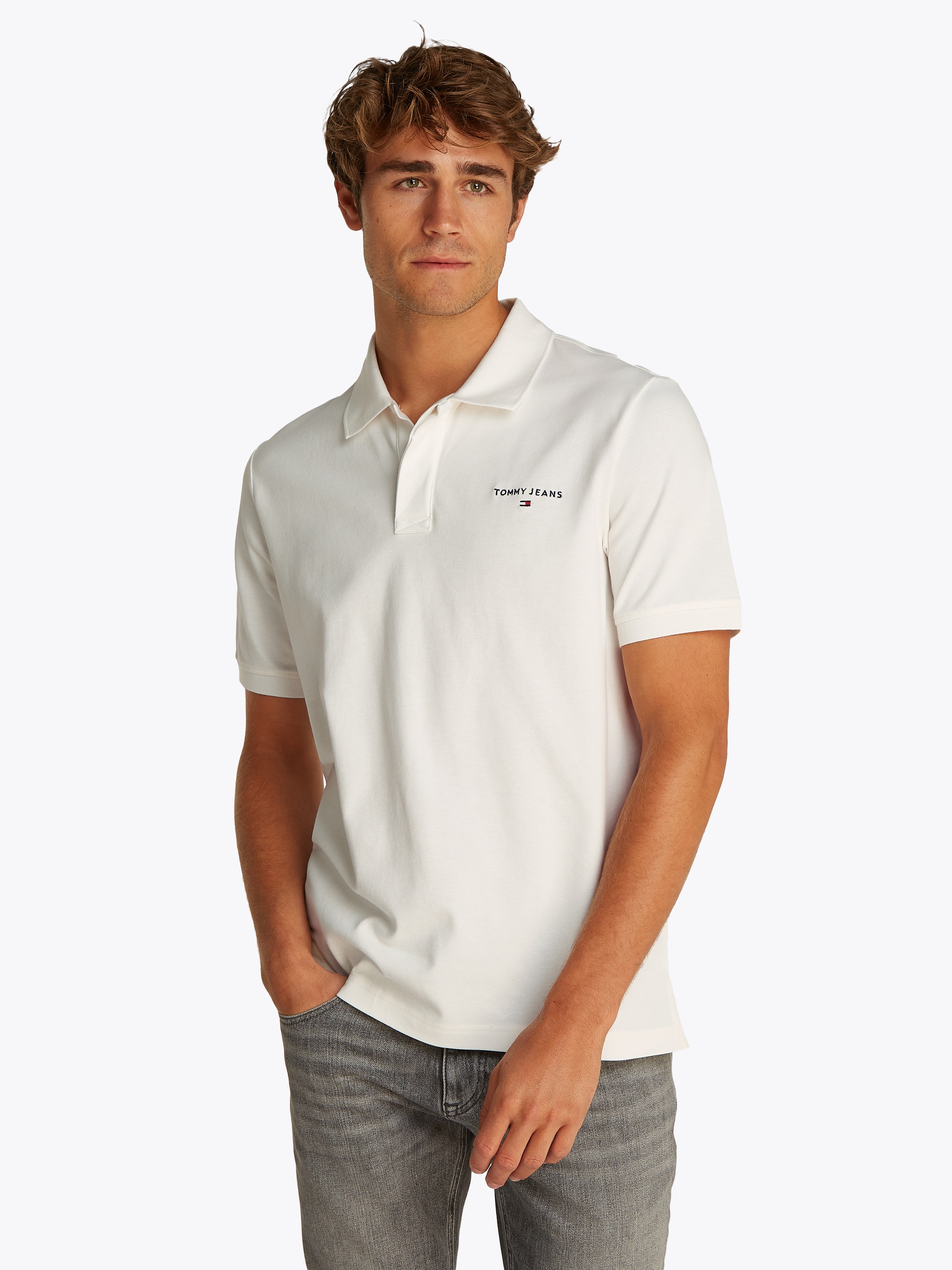 Tommy Jeans Poloshirt "TJM REG LINEAR POLO EXT", Mit Rundhalsausschnitt günstig online kaufen