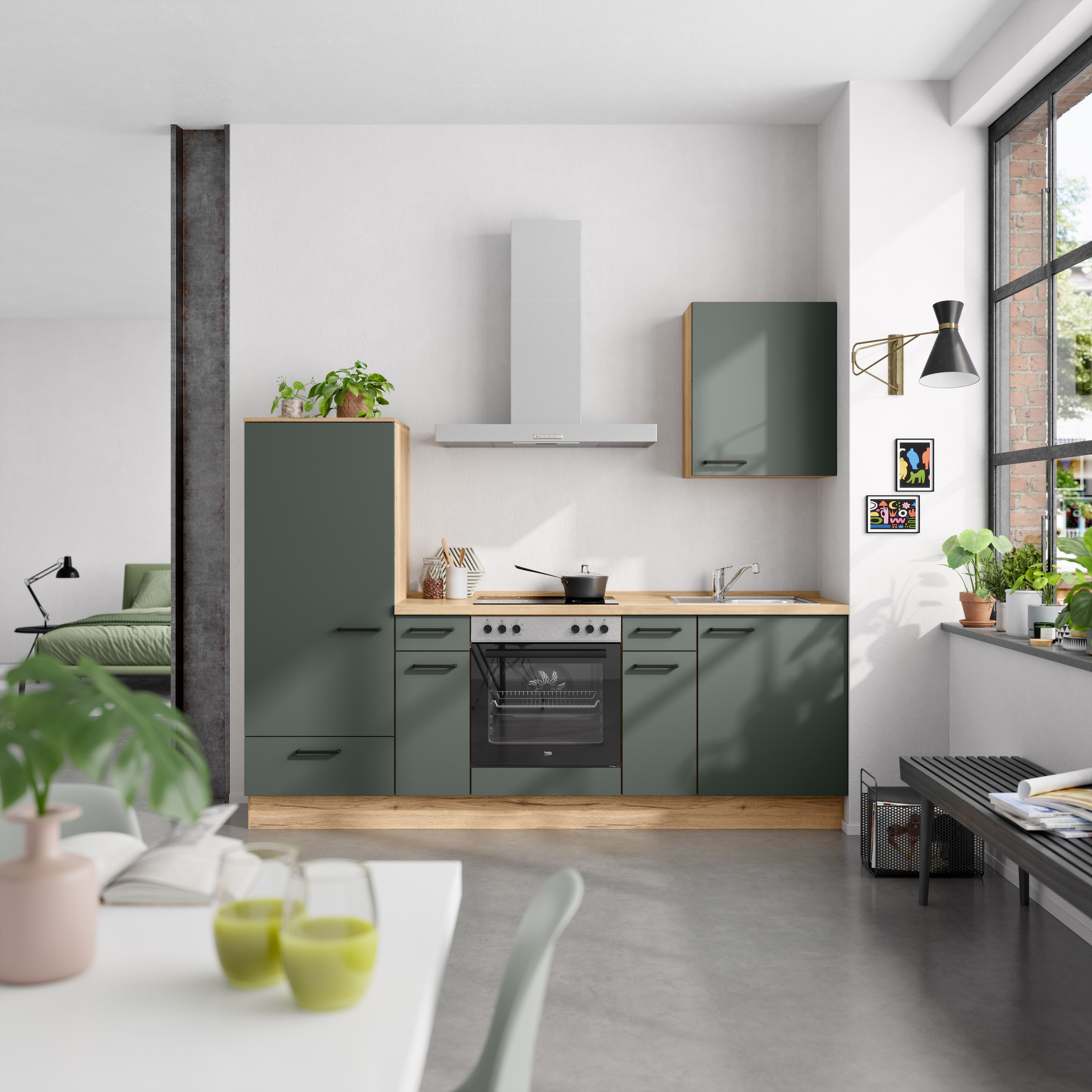 nobilia® Küchenzeile »"Easytouch I"«, vormontiert, Ausrichtung wählbar, Breite 240 cm, wahlw. mit E-Geräten