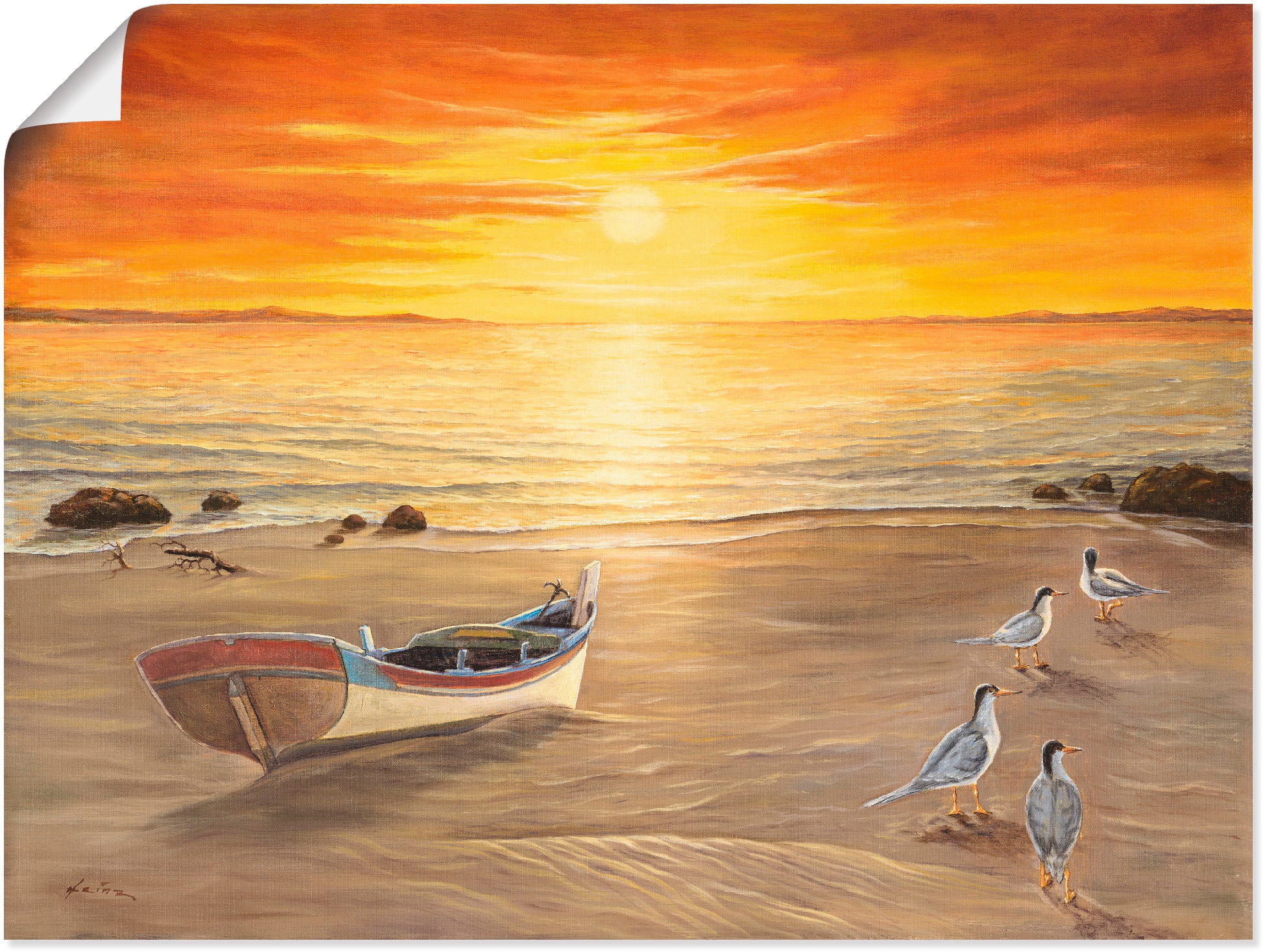 Artland Wandbild "Möwen" Sonnenaufgang & -untergang 1 Stk. tlg. als Alubild günstig online kaufen