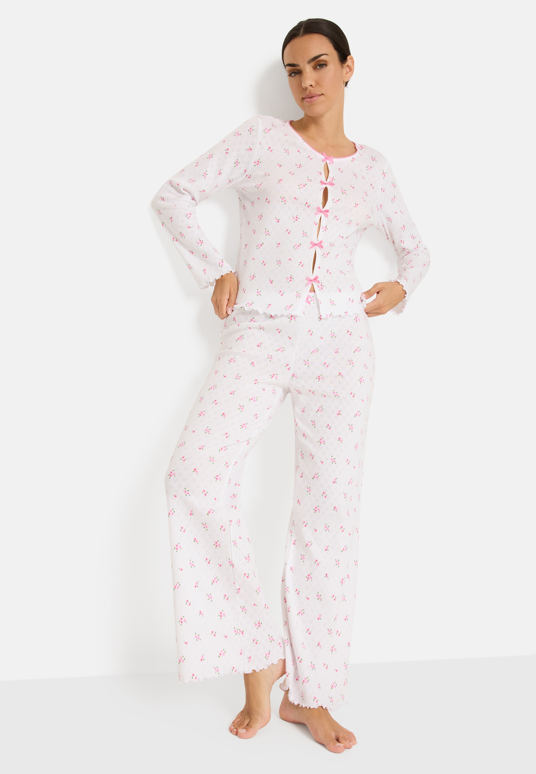 LSCN by LASCANA Pyjama 2 mit süßen Zierschleifen