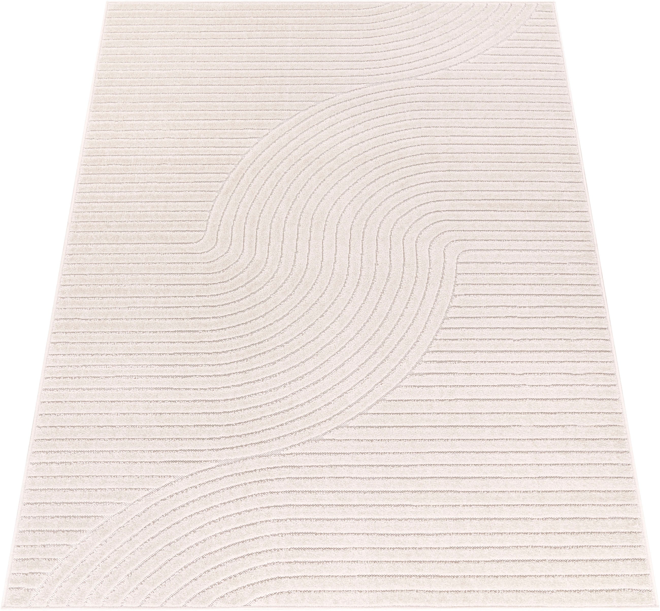 Paco Home Teppich "Cotton 233" rechteckig 6 mm Höhe Kurzflor, Uni Farben, Hoch-Tief-Effekt, Scandi-Look, Outdoor geeignet