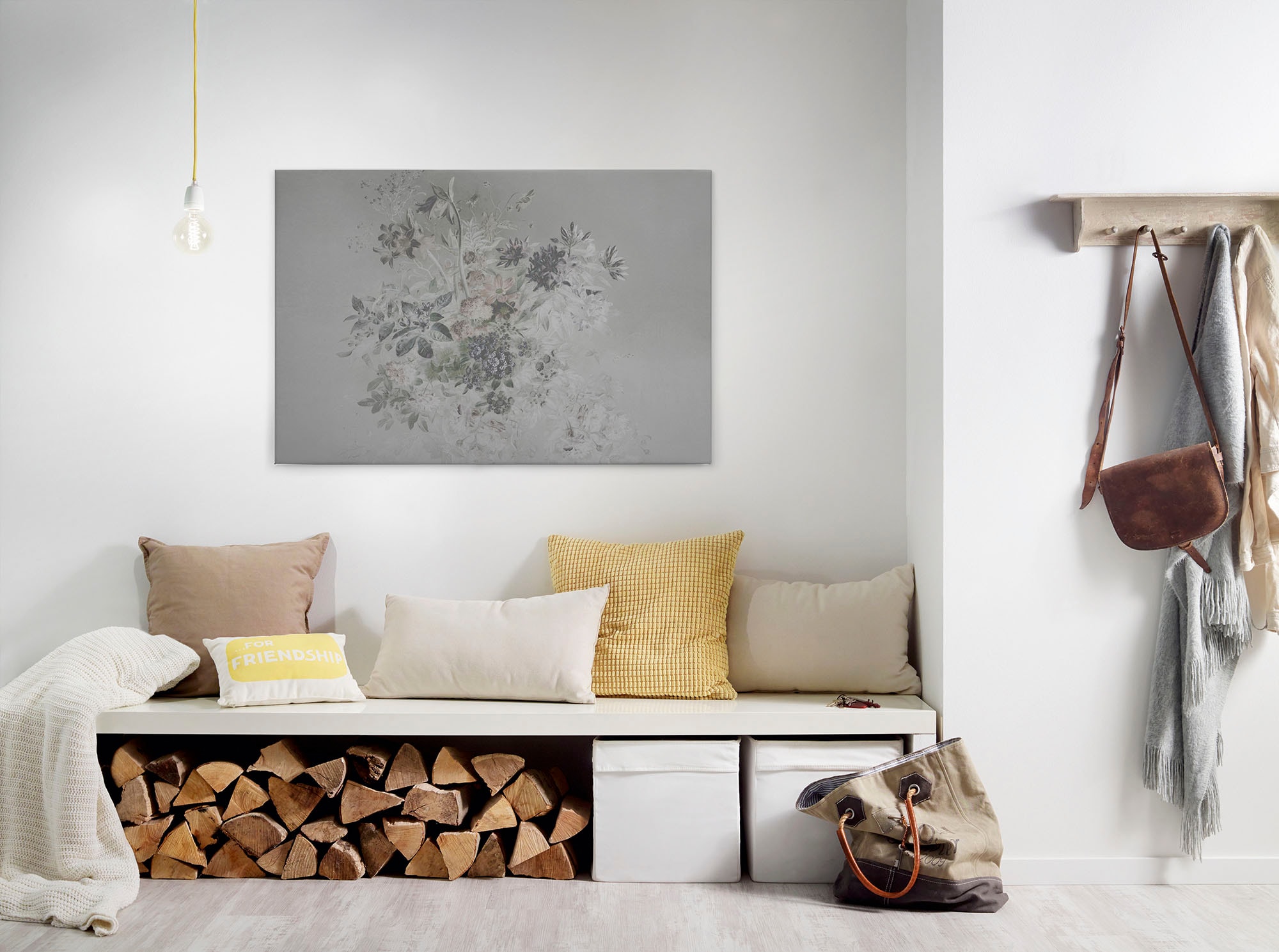 A.S. Création Leinwandbild "bouquet pastel 3" Blumen Kunst 1 Stk. tlg. Keilrahmen Blumen Floral Grau Pastel Leinwand-Bild Wohnzimmer modern