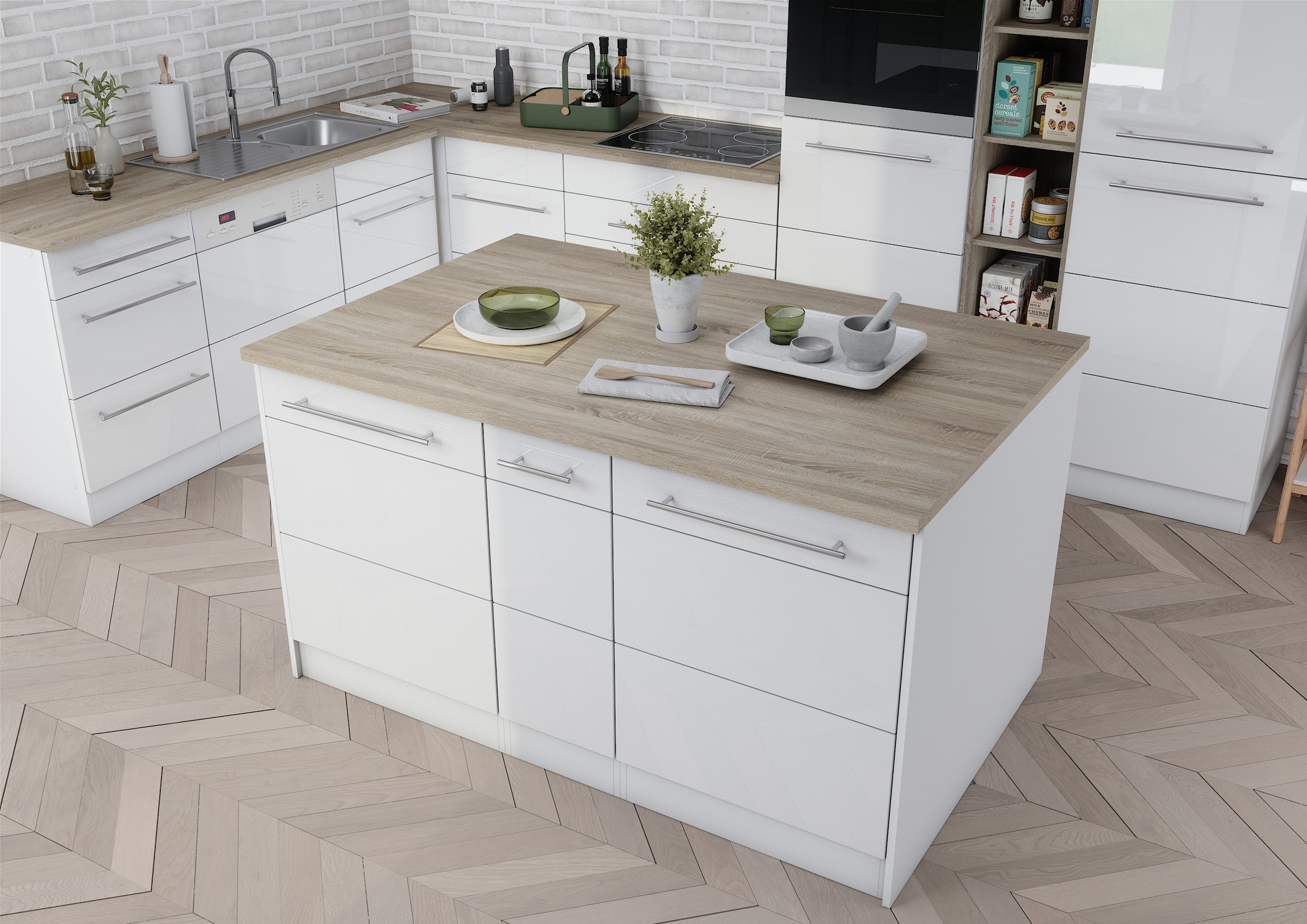 HELD MÖBEL Kücheninsel "Wien", Breite 153 cm, MDF-Fronten, Flaschenregal günstig online kaufen