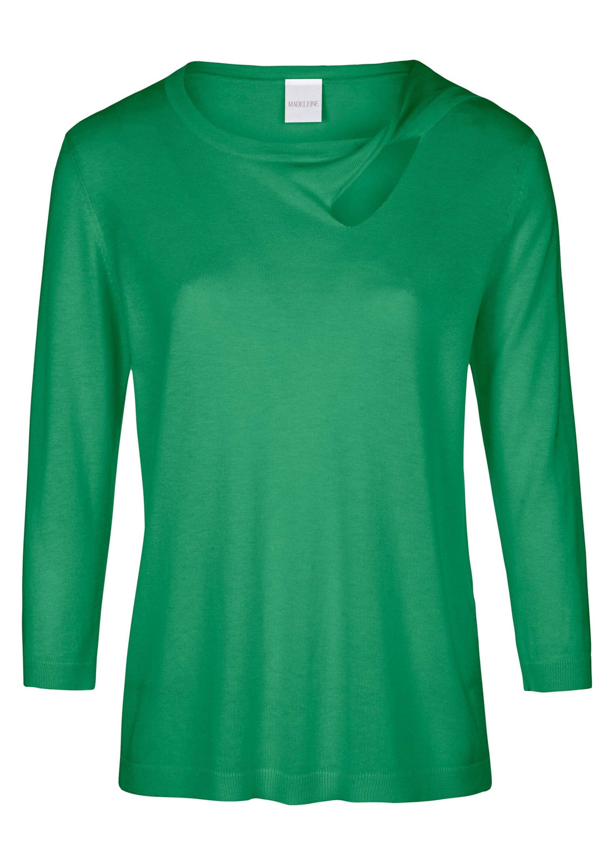MADELEINE Longpullover »Pullover Feinstrick-Pullover mit 3/4-Ärmeln und Cut-out«