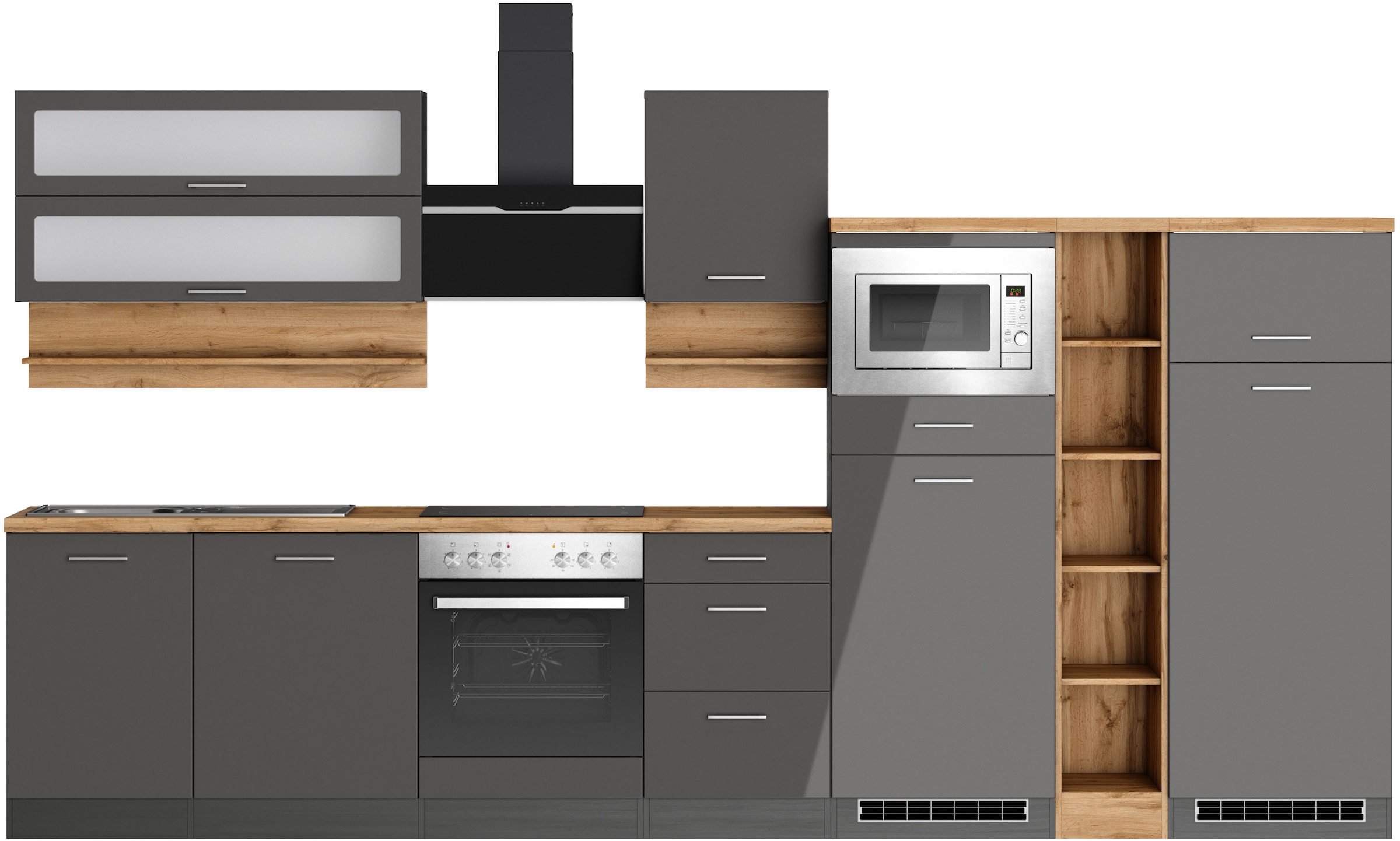 KOCHSTATION Küchenzeile "KS-Milan", 370 cm breit, robuste Metallauszüge, vi günstig online kaufen