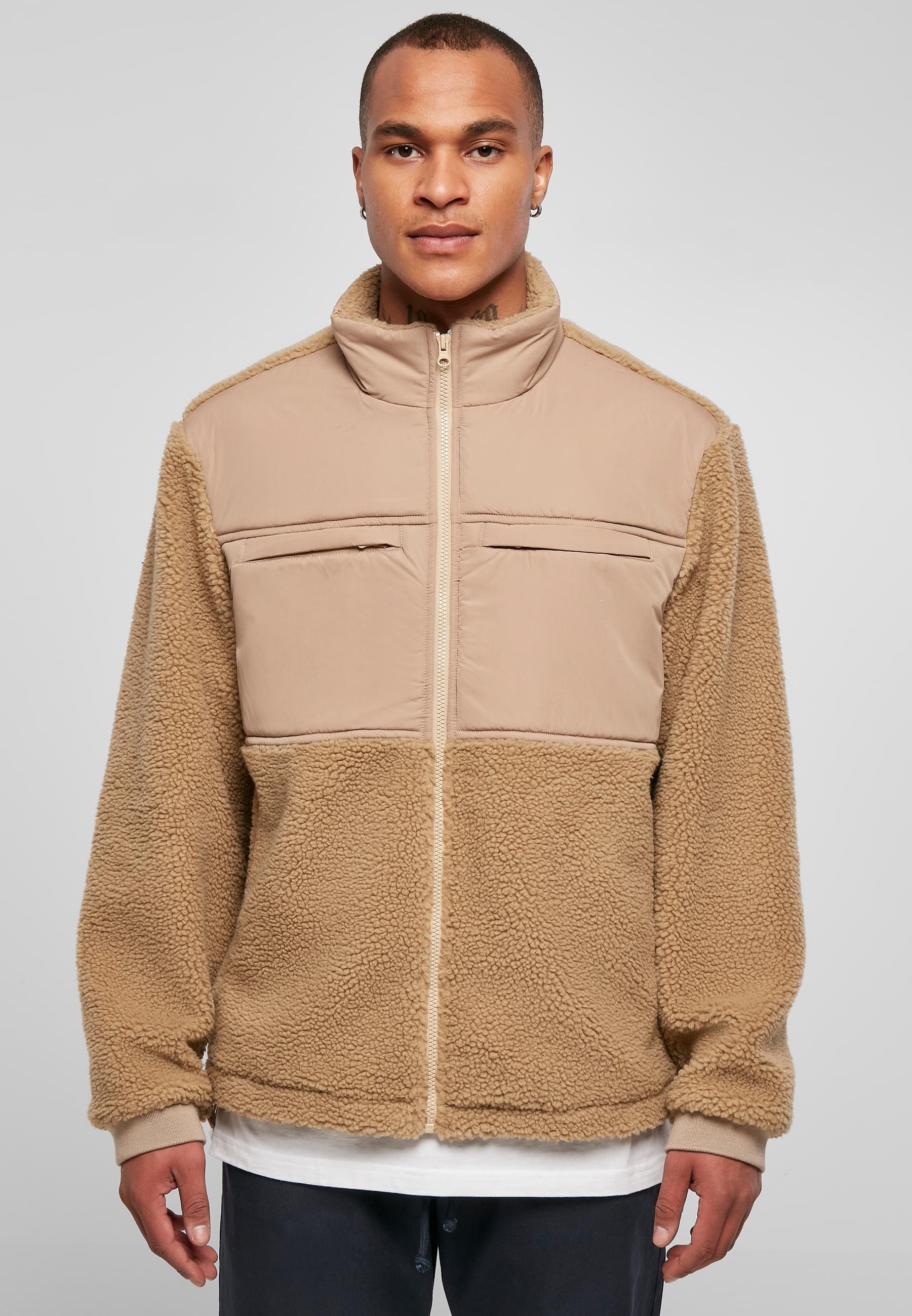 URBAN CLASSICS Winterjacke »Urban Classics Herren Patched Sherpa Jacket«, (1 St.), ohne Kapuze