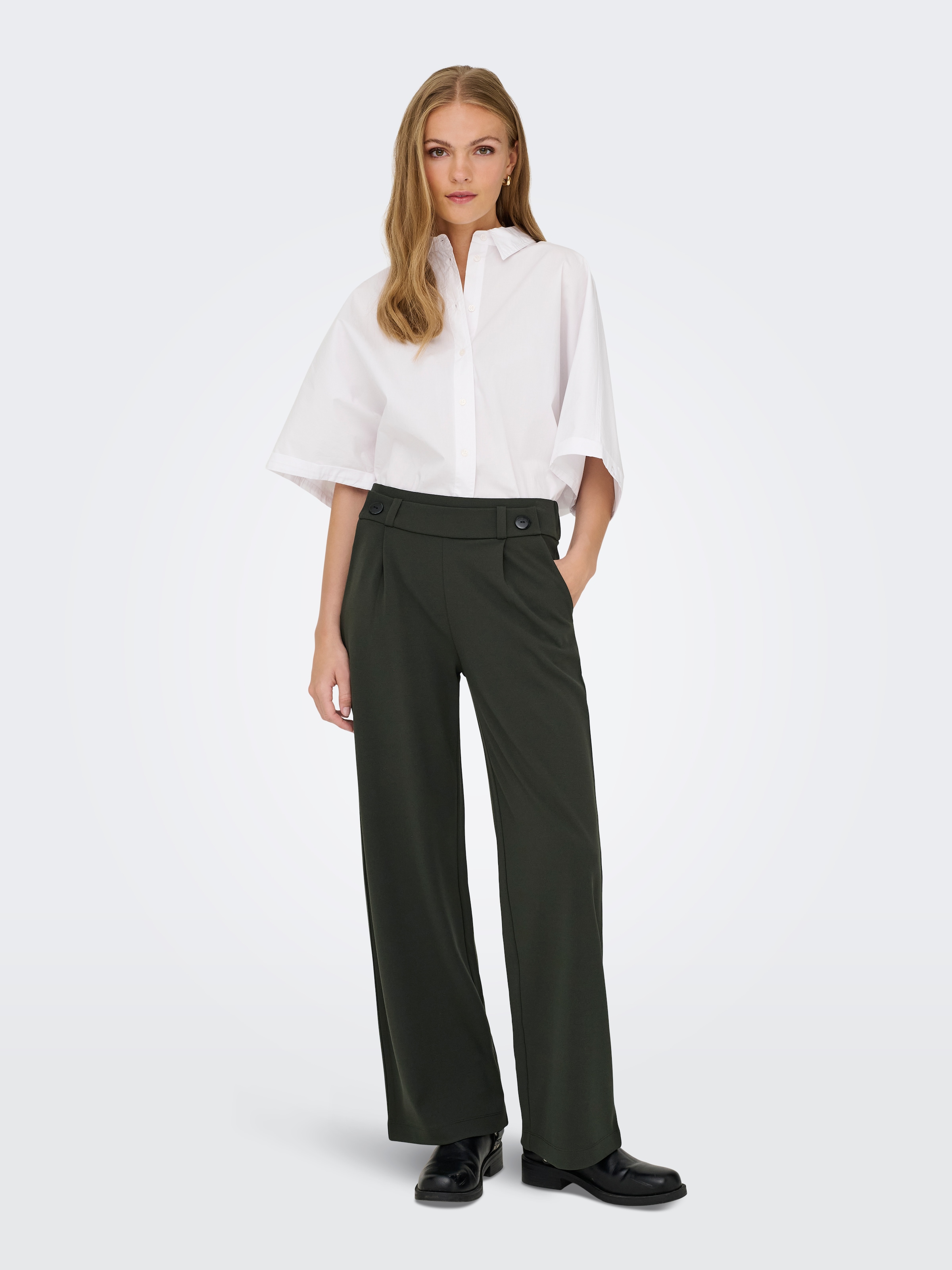 JDY Jerseyhose »JDYGEGGO NEW LONG PANT JRS NOOS«, mit dekorativem Riegel vorne am Bund