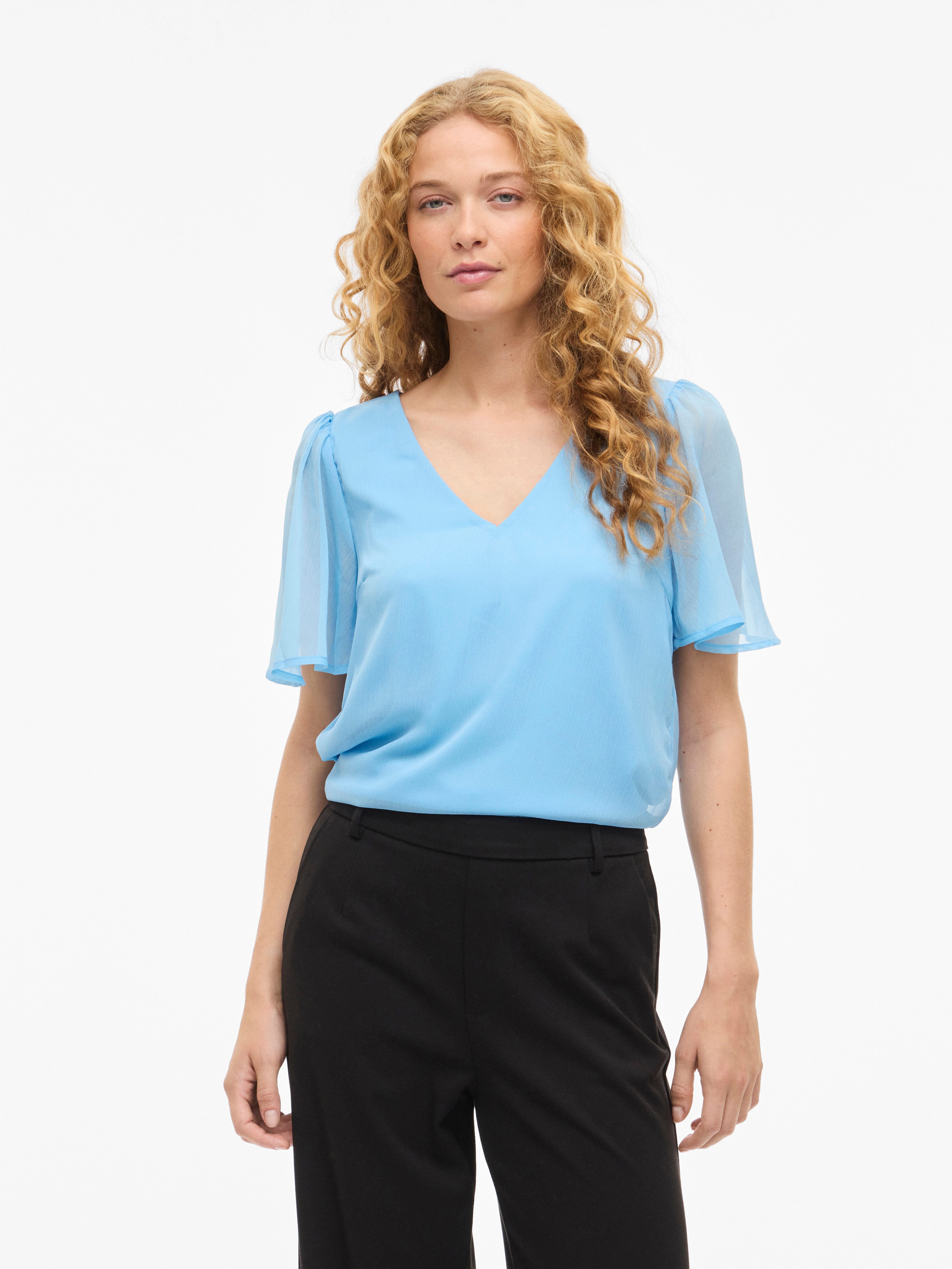Vila T-Shirt "VIFALIA V-NECK S/S TOP - NOOS"