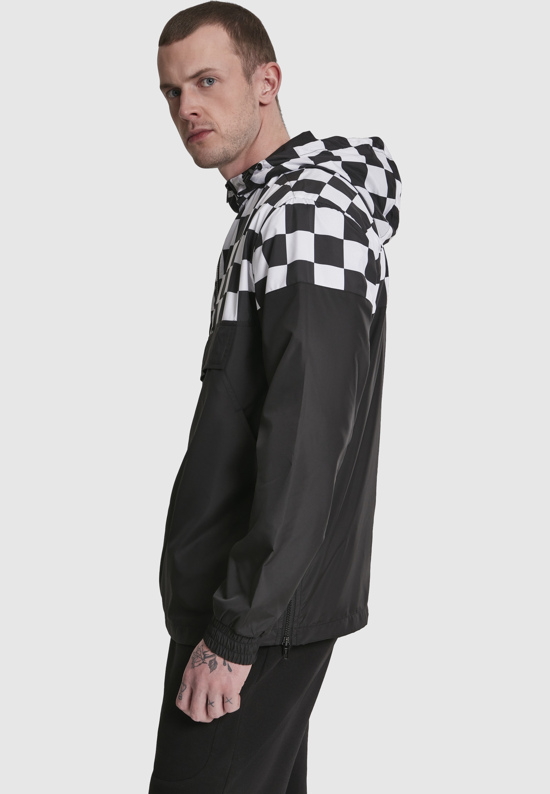 URBAN CLASSICS Langmantel »Urban Classics Herren Check Pull Over Jacket«