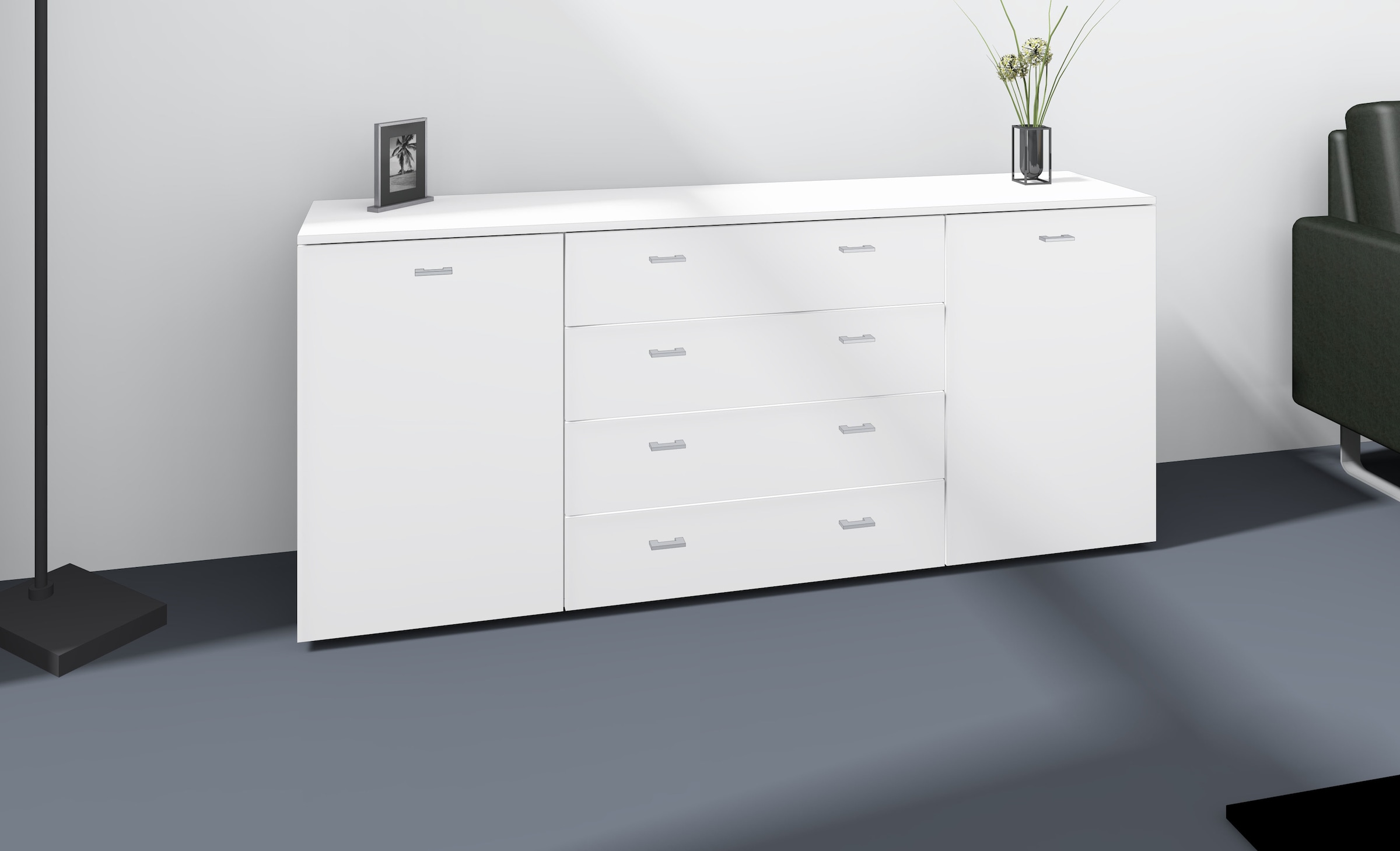 Sideboard »Scala, Breite 166 cm,«, höhenverstellbare Einlegeböden, kleine Griffe