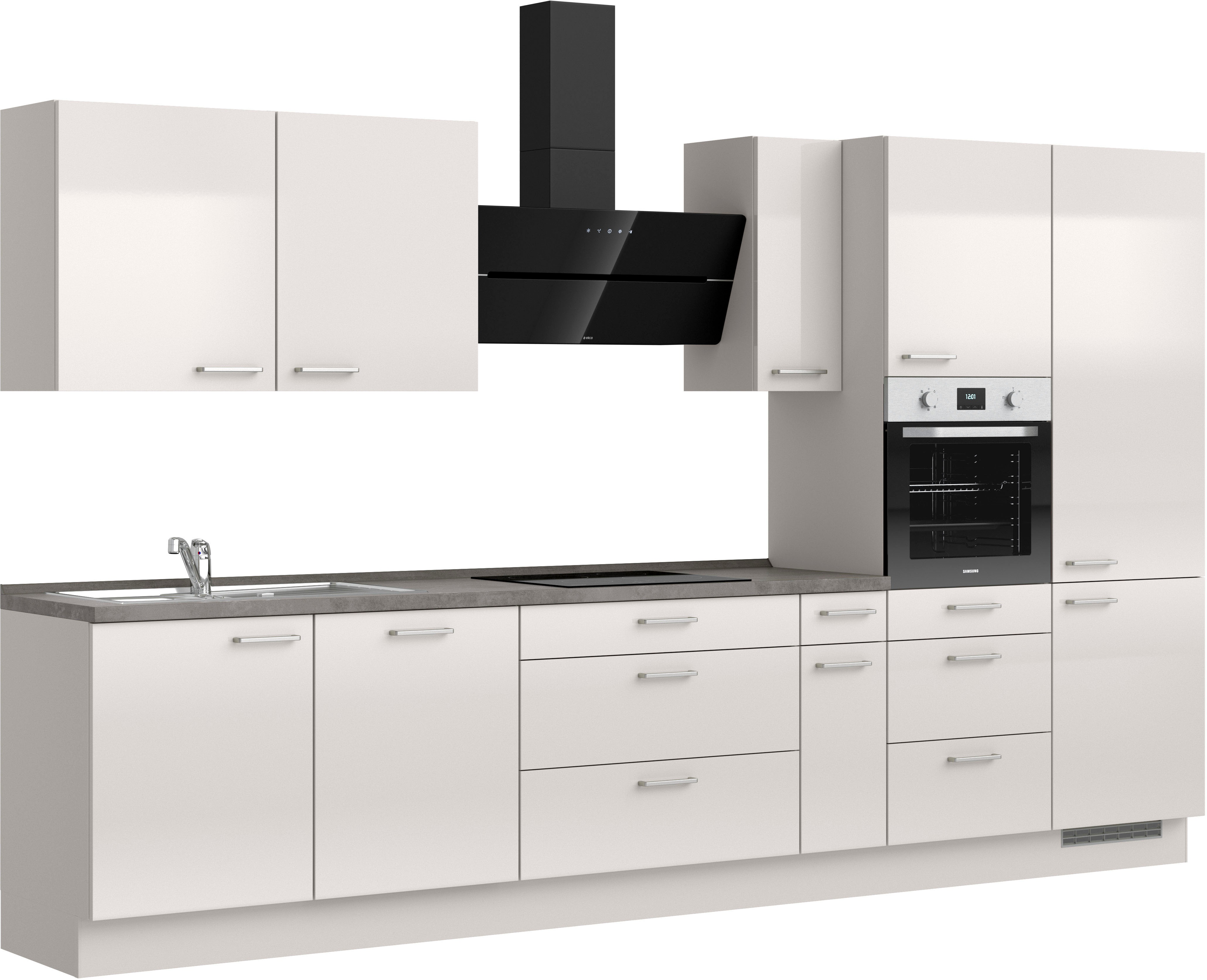 Thumbnail - nobilia Küchenzeile ""Flash II" mit Hochglanz Fronten" vormontiert, Ausrichtung wählbar, Breite 360 cm, wahlw. mit E-Ger...