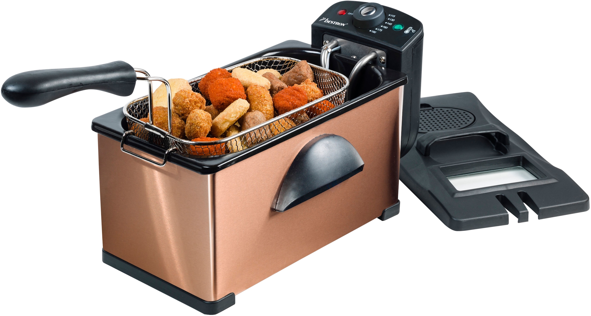 bestron Fritteuse »AF370CO«, 2000 W, Fassungsvermögen 1 kg, mit Cool Zone, 3,5 Liter, Kupfer